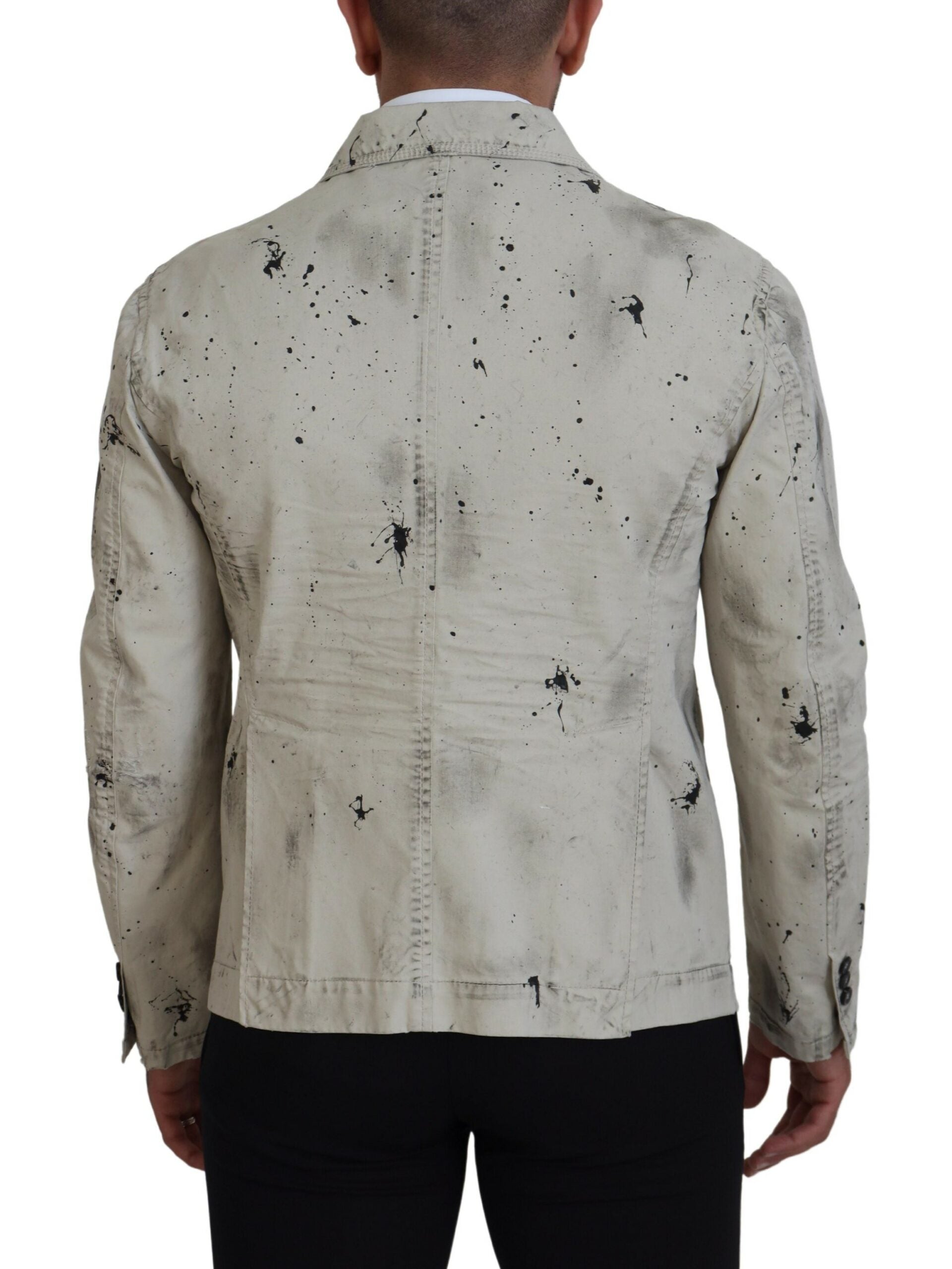 Dsquared² Veste en jean décontractée noire imprimée éclaboussures Off White