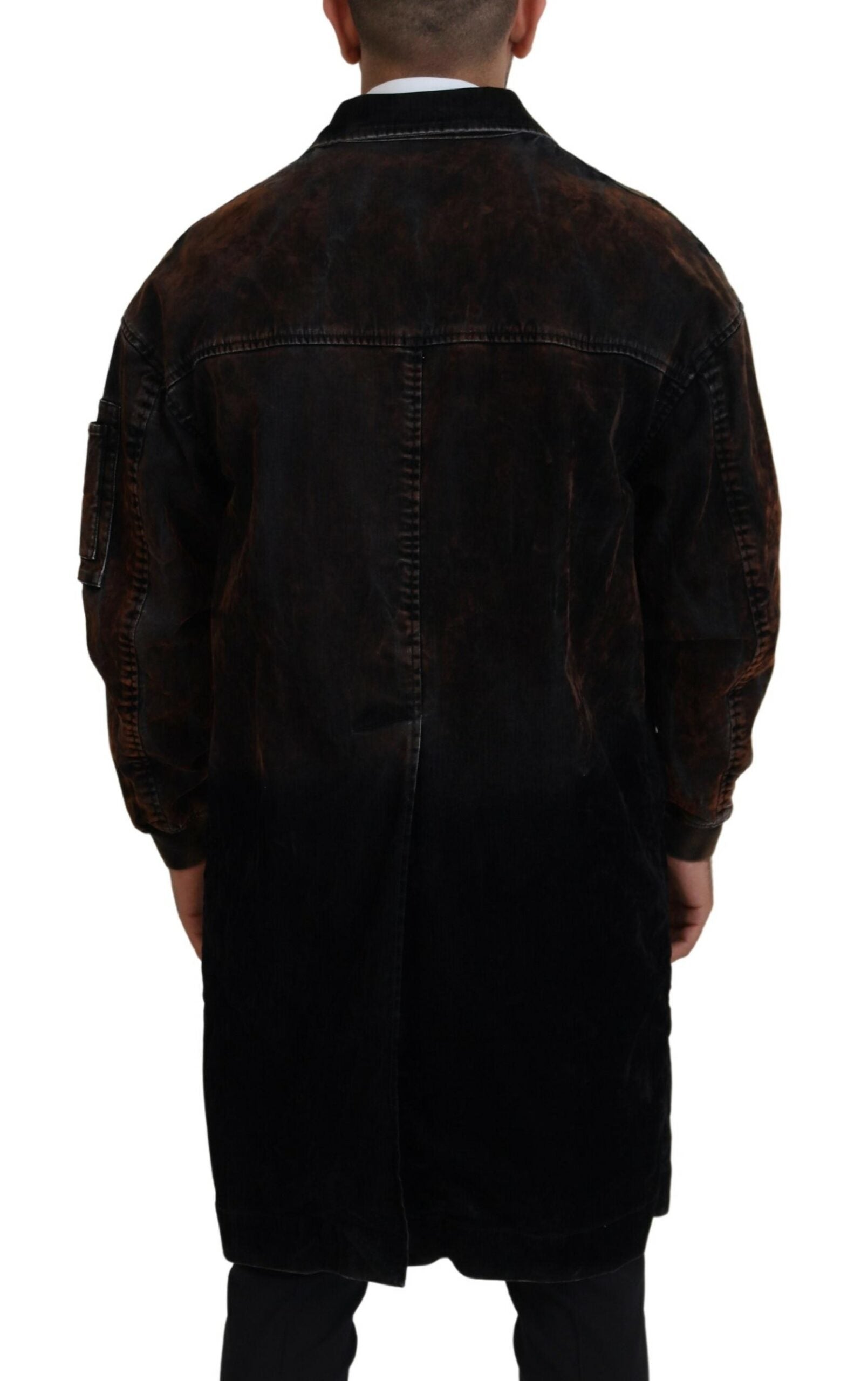 Dsquared² Manteau long homme marron boutonné en coton