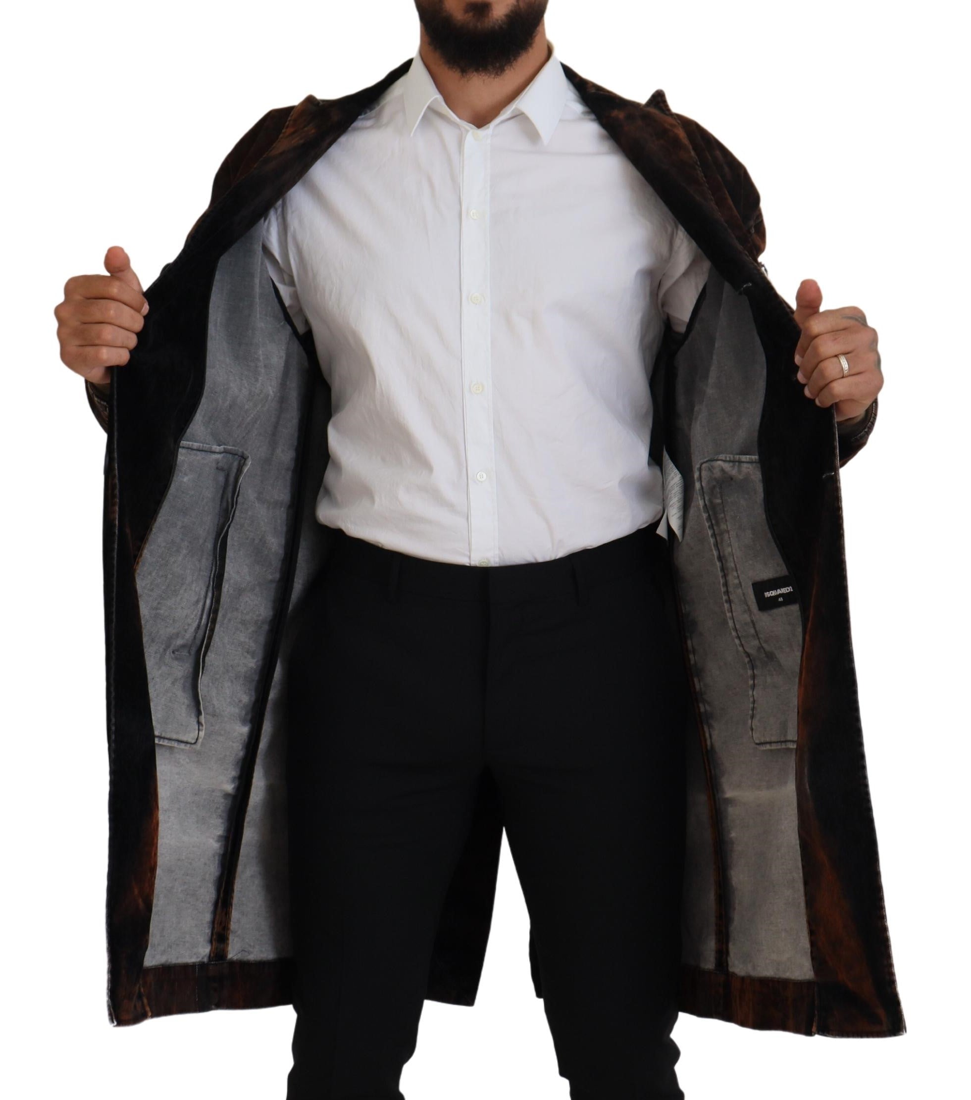 Dsquared² Manteau long homme marron boutonné en coton
