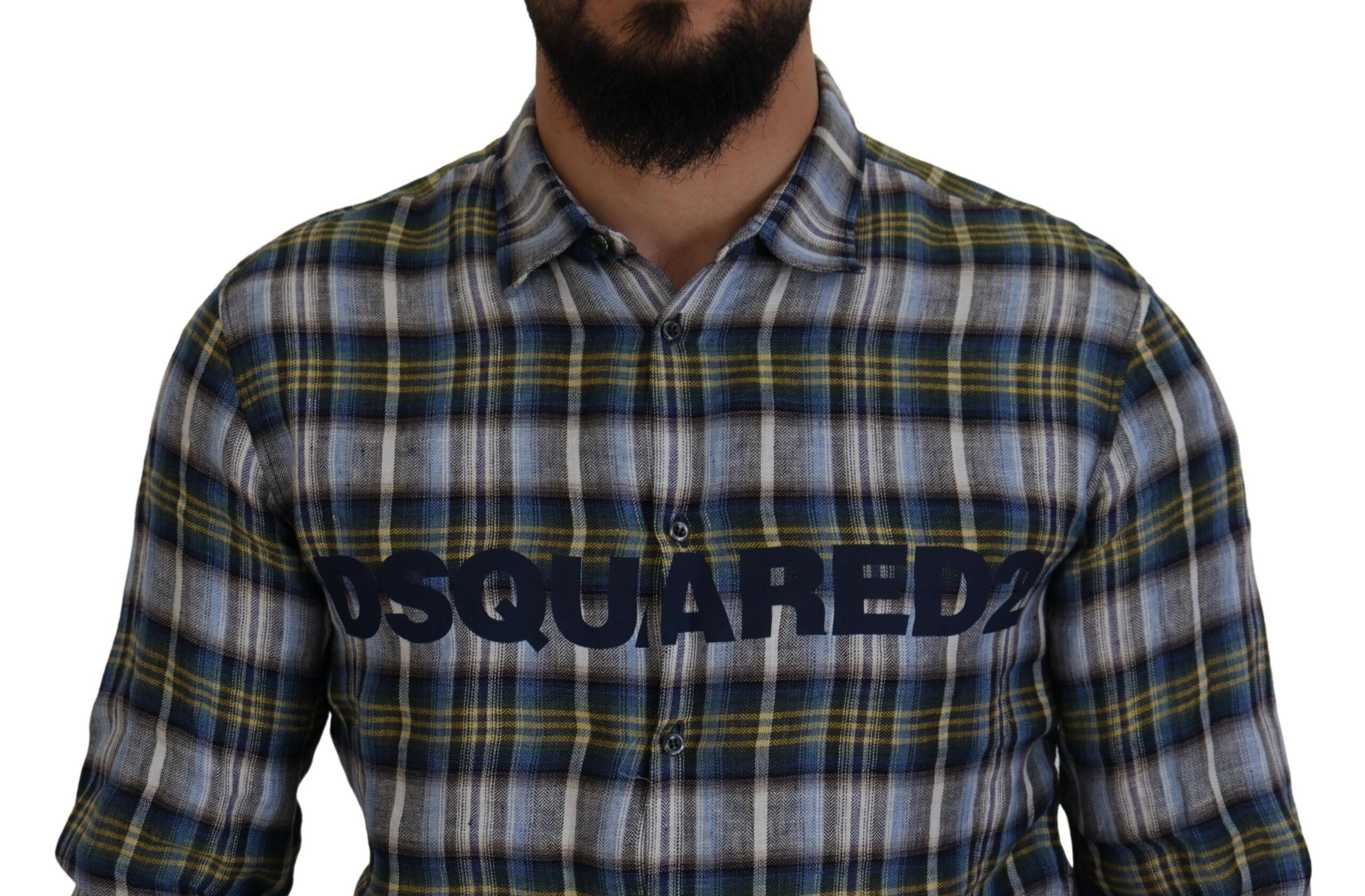 Chemise décontractée à manches longues à carreaux multicolores Dsquared² pour homme