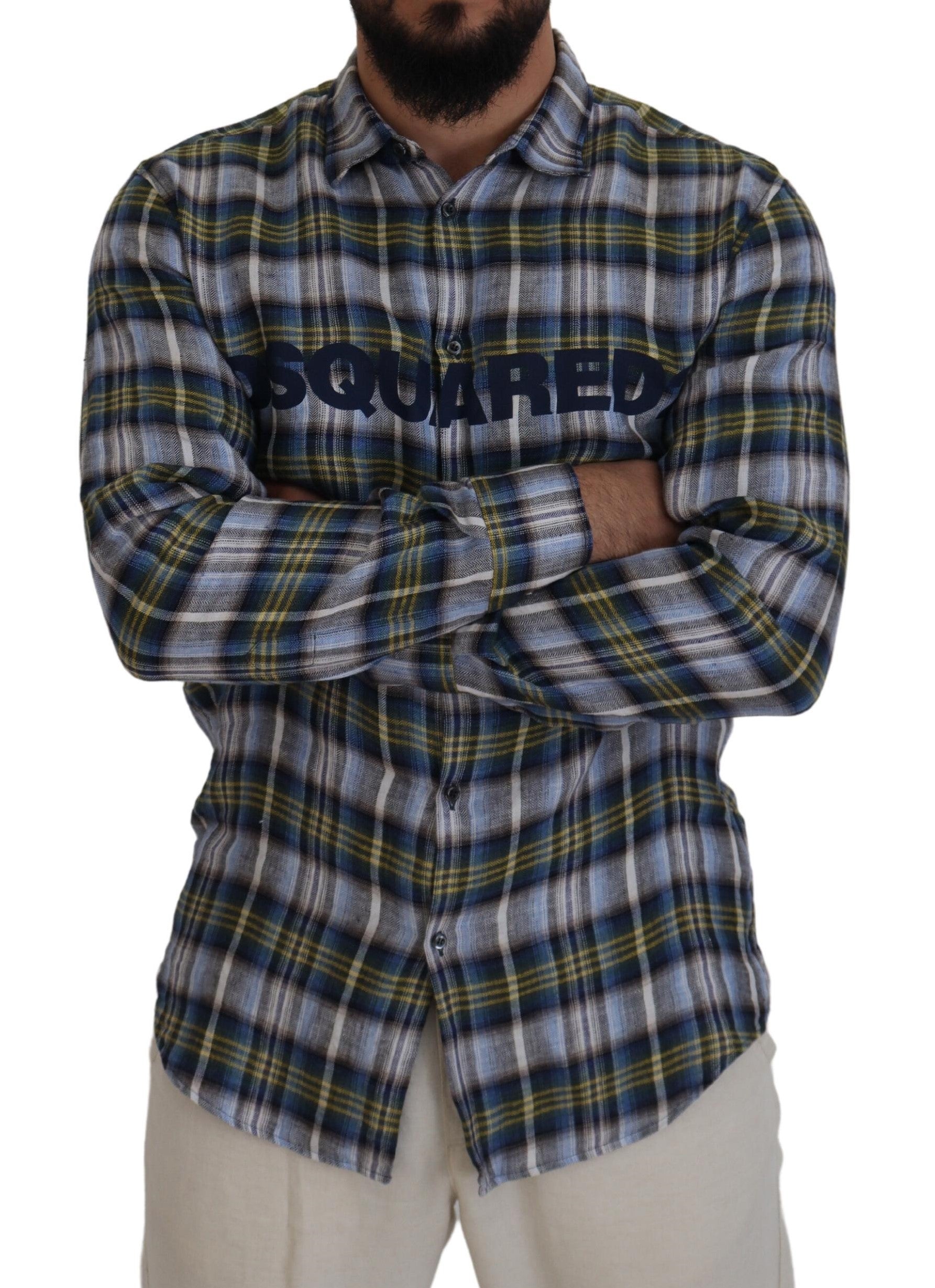 Chemise décontractée à manches longues à carreaux multicolores Dsquared² pour homme