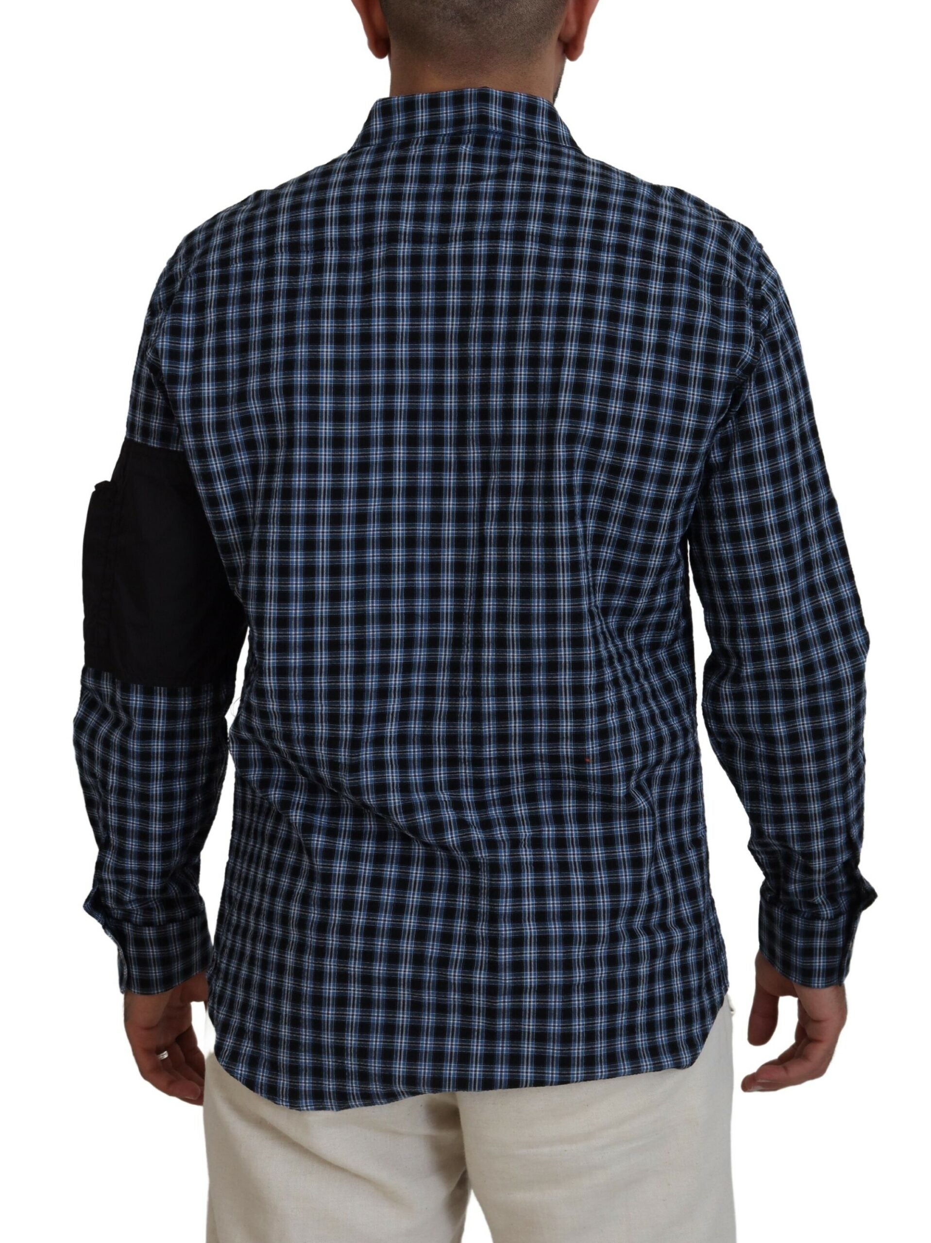 Chemise à manches longues pour homme à carreaux noirs multicolores