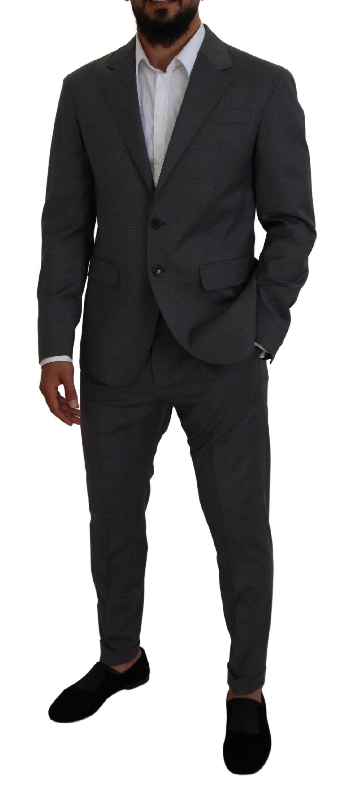 Costume CIPRO deux pièces en laine grise à simple boutonnage