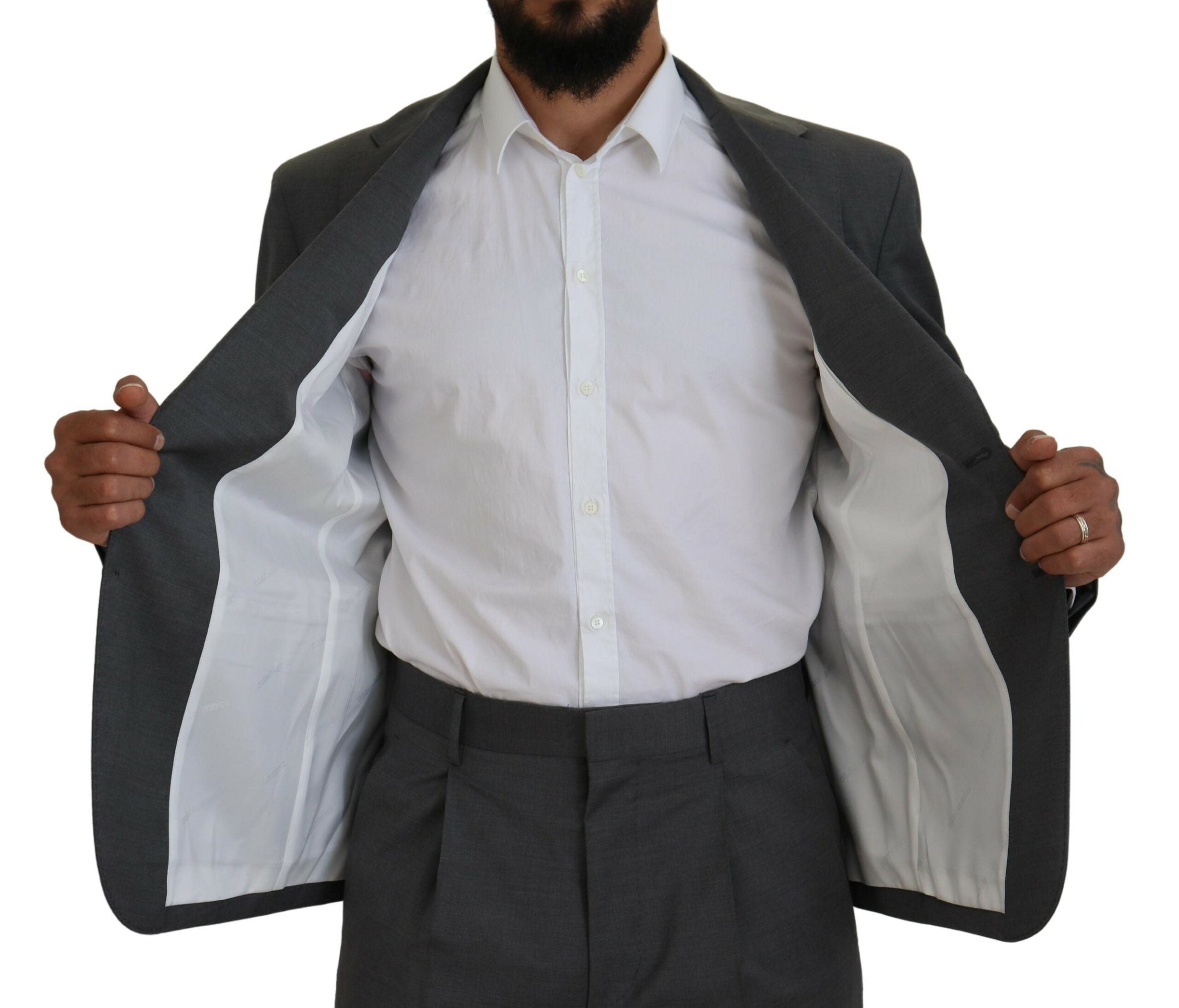 Costume CIPRO deux pièces en laine grise à simple boutonnage