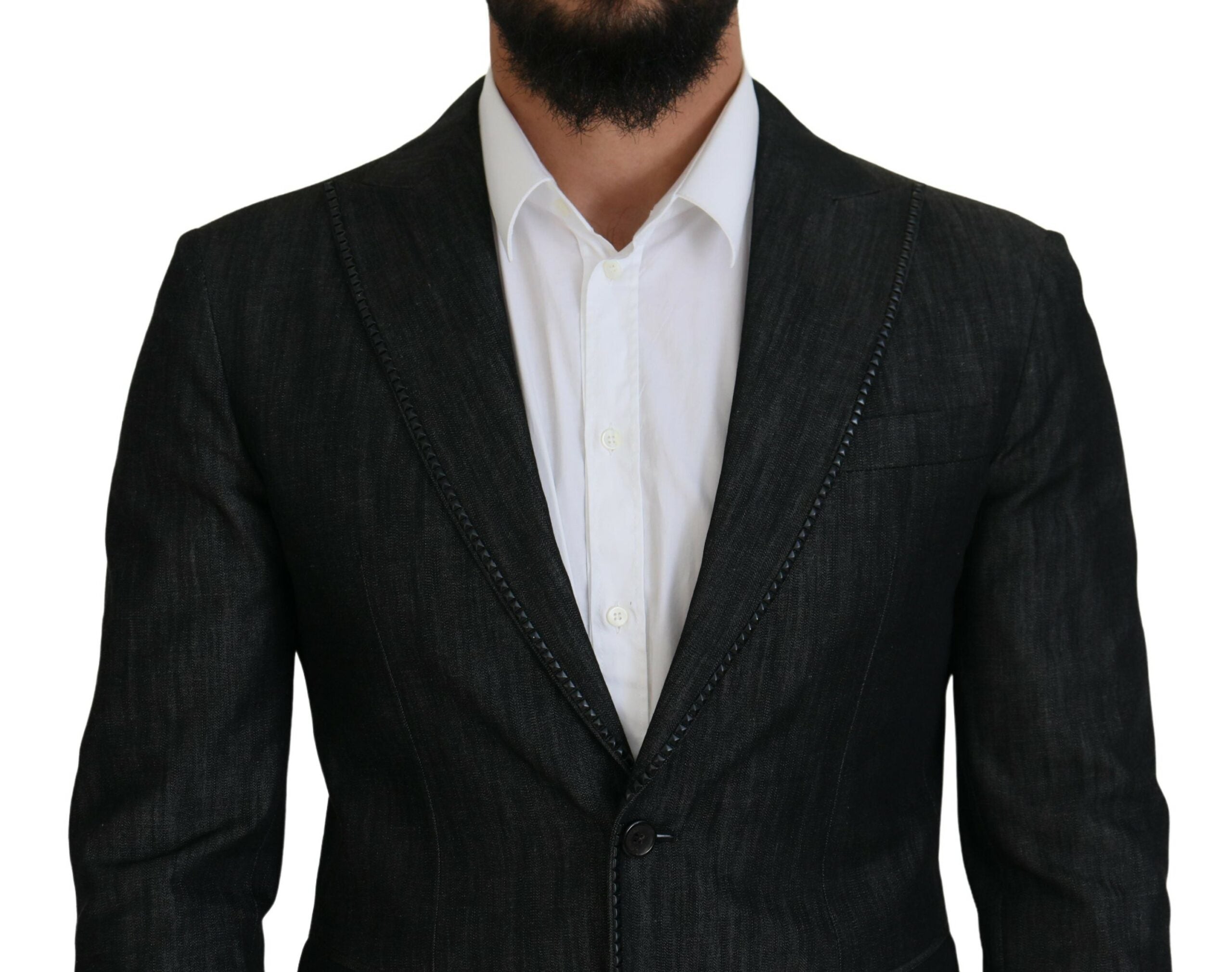 Costume MIAMI deux pièces en coton noir à simple boutonnage