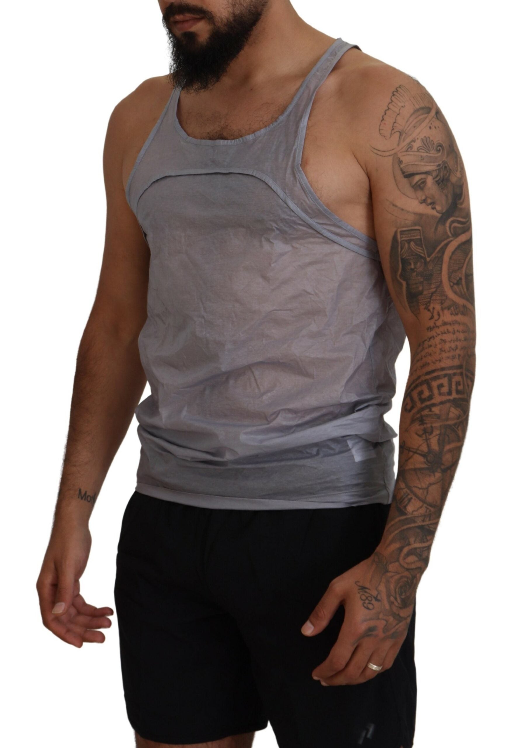 Débardeur sans manches en coton gris clair pour homme