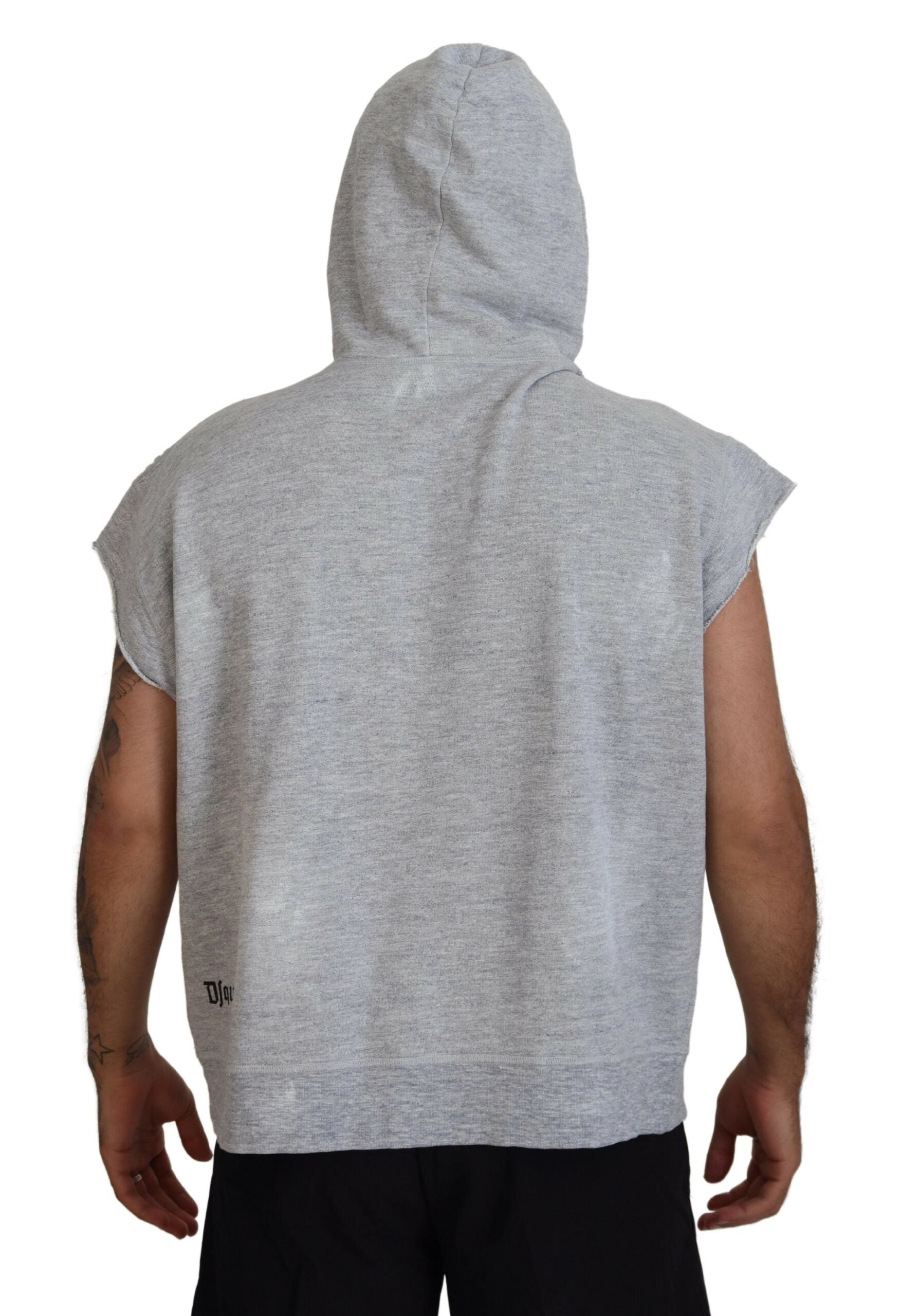 T-shirt à capuche Dsquared² gris clair en coton à manches courtes