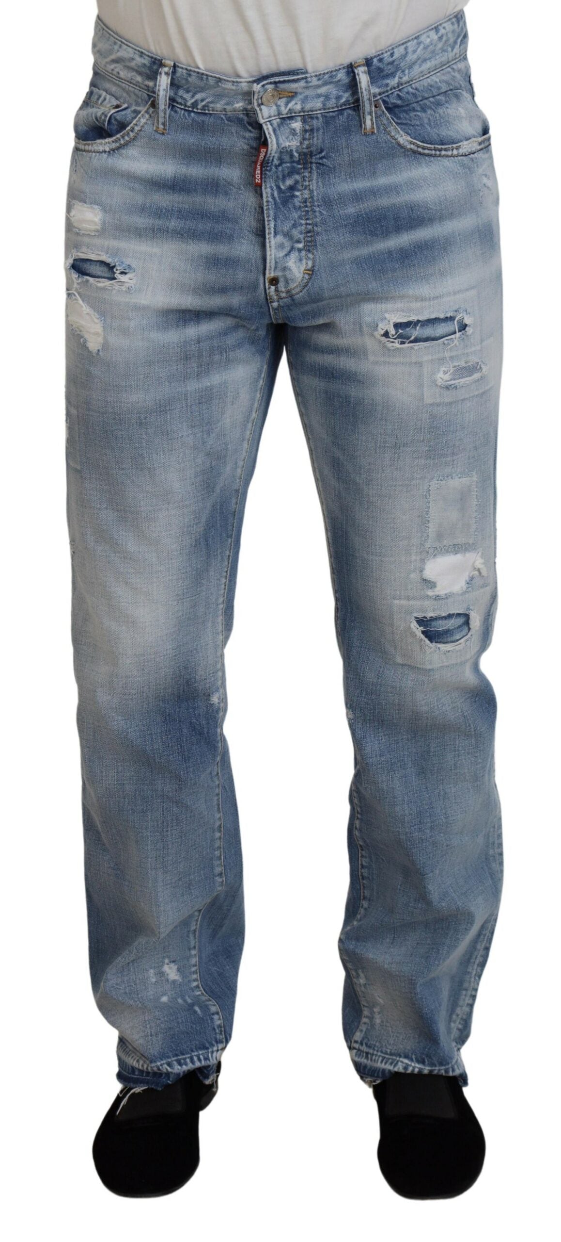 Blaue Baumwoll-Jeans mit geradem Schnitt