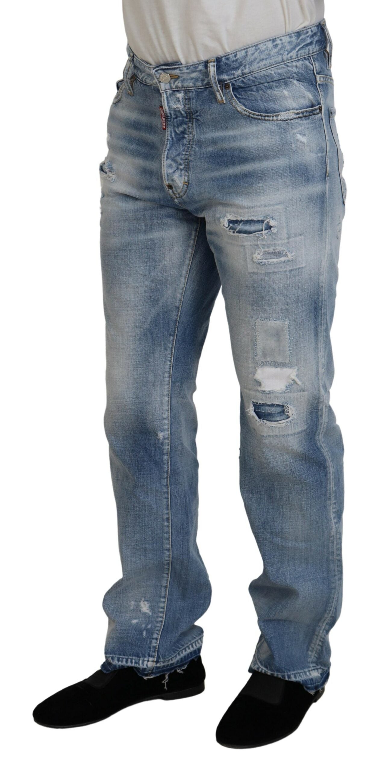 Blaue Baumwoll-Jeans mit geradem Schnitt