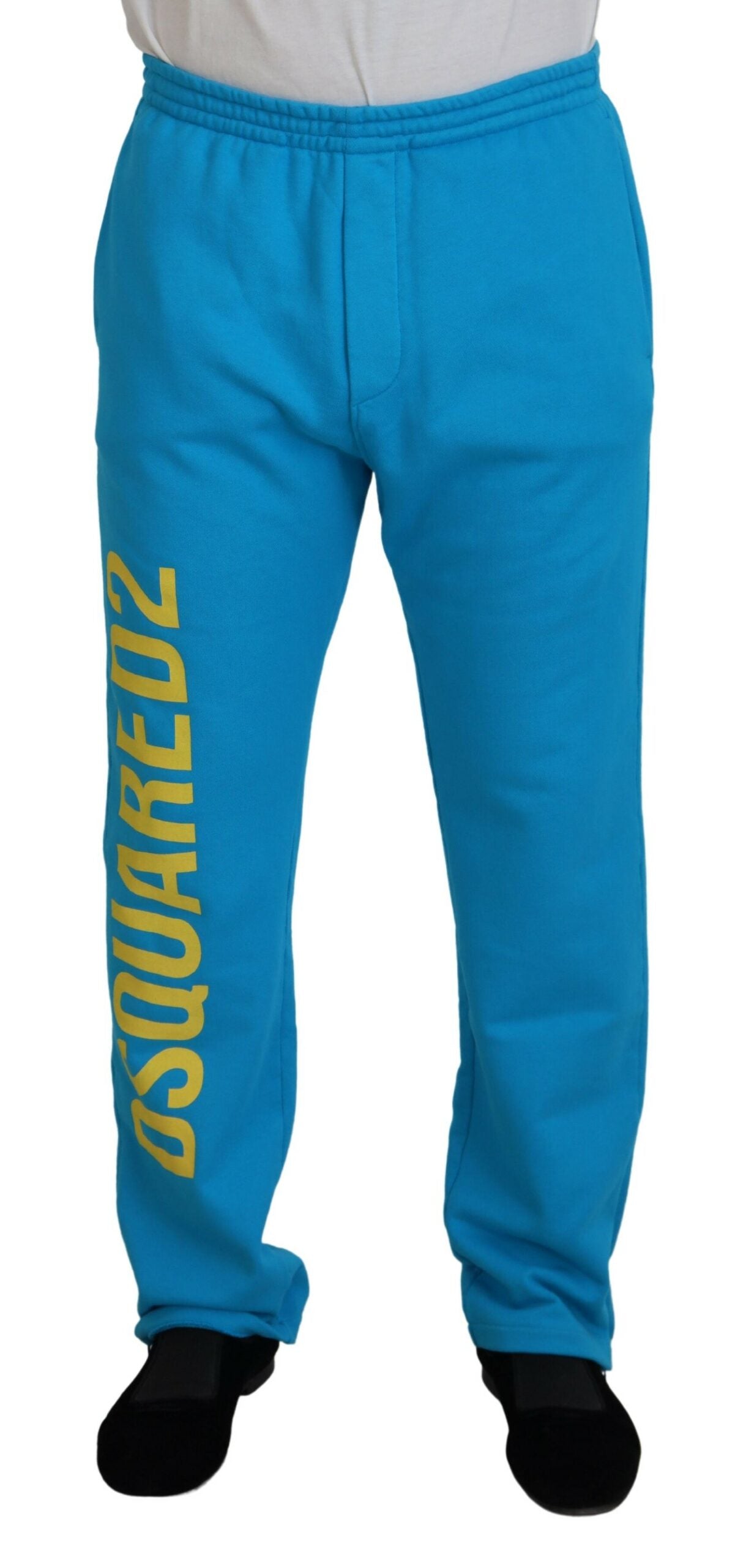 Pantalon décontracté en coton bleu clair imprimé logo