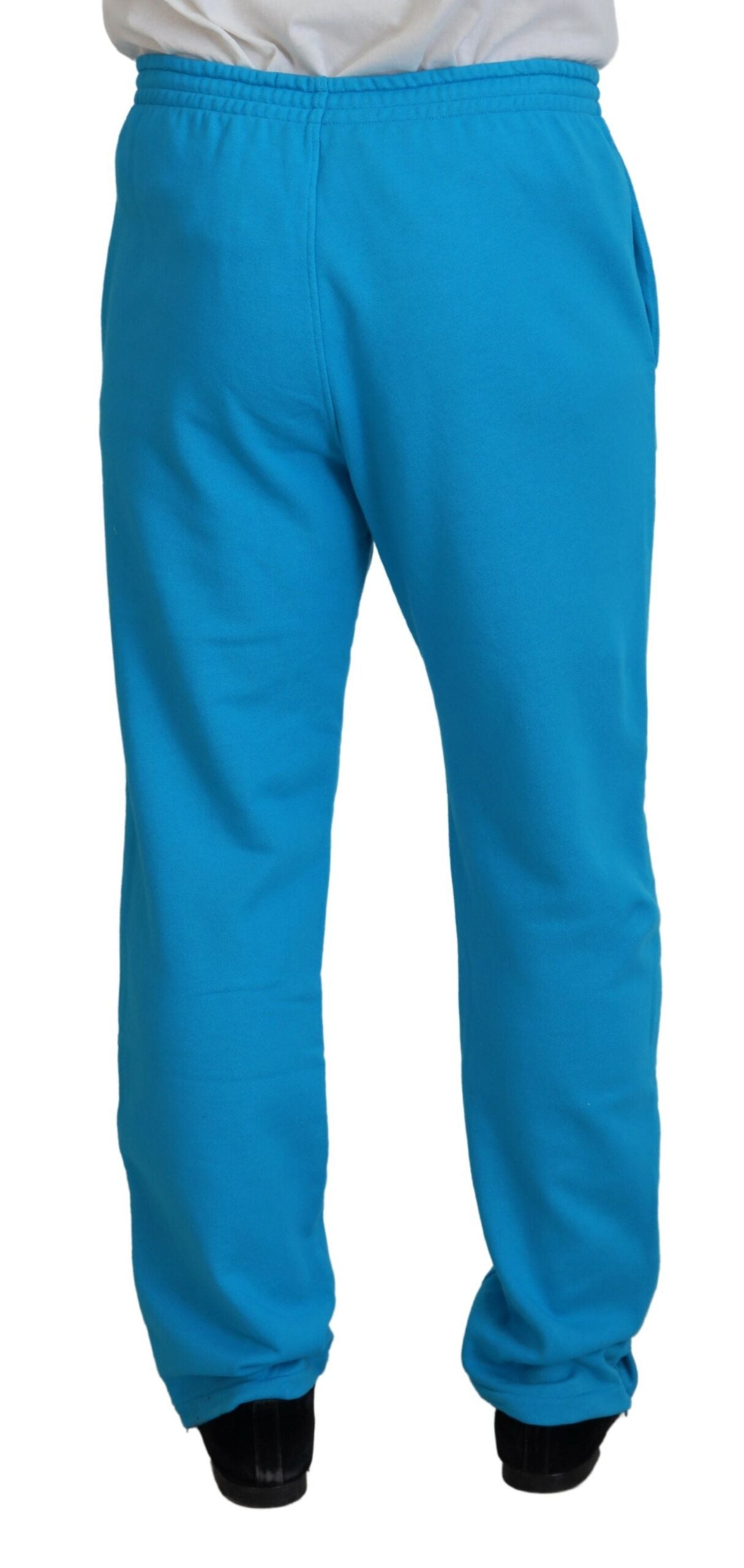 Pantalon décontracté en coton bleu clair imprimé logo