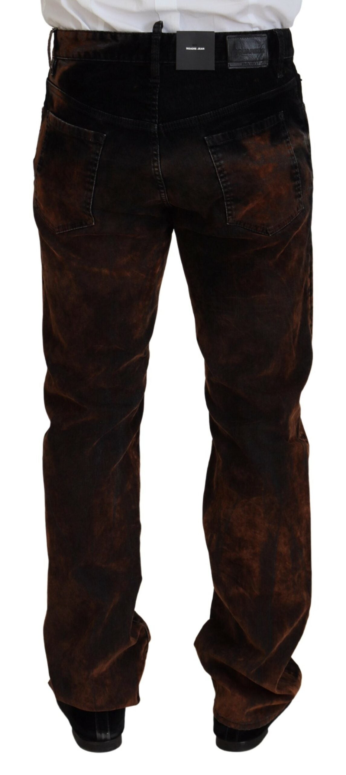 Jean en denim délavé marron en coton à coupe droite Dsquared²