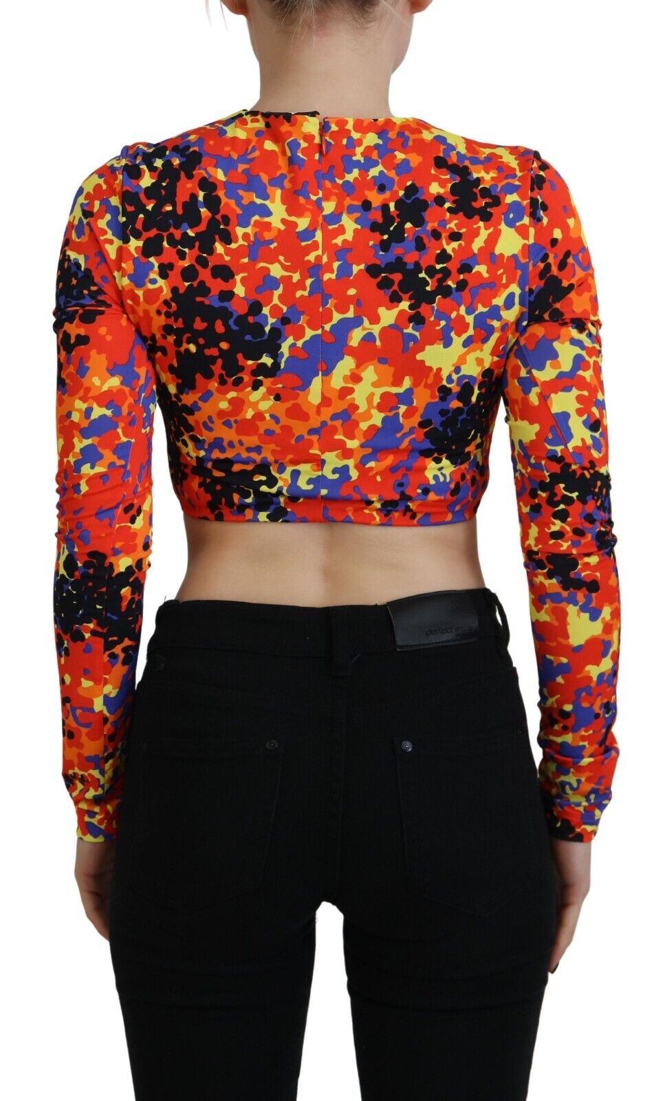 Chemisier court à manches longues et fines bretelles multicolore Dsquared²