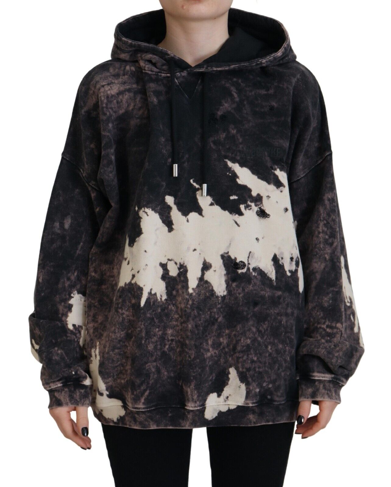 Sweat à capuche multicolore en coton teint