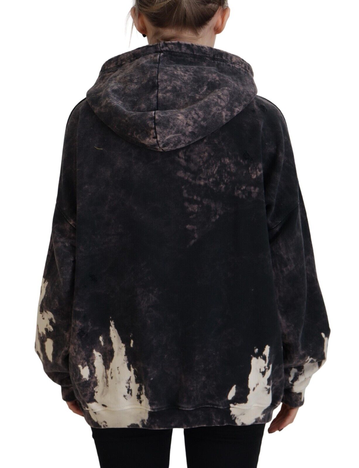 Sweat à capuche multicolore en coton teint