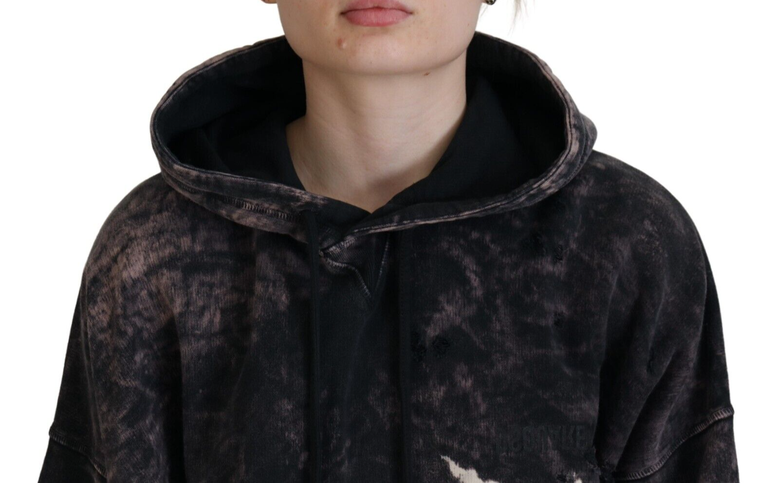 Sweat à capuche multicolore en coton teint