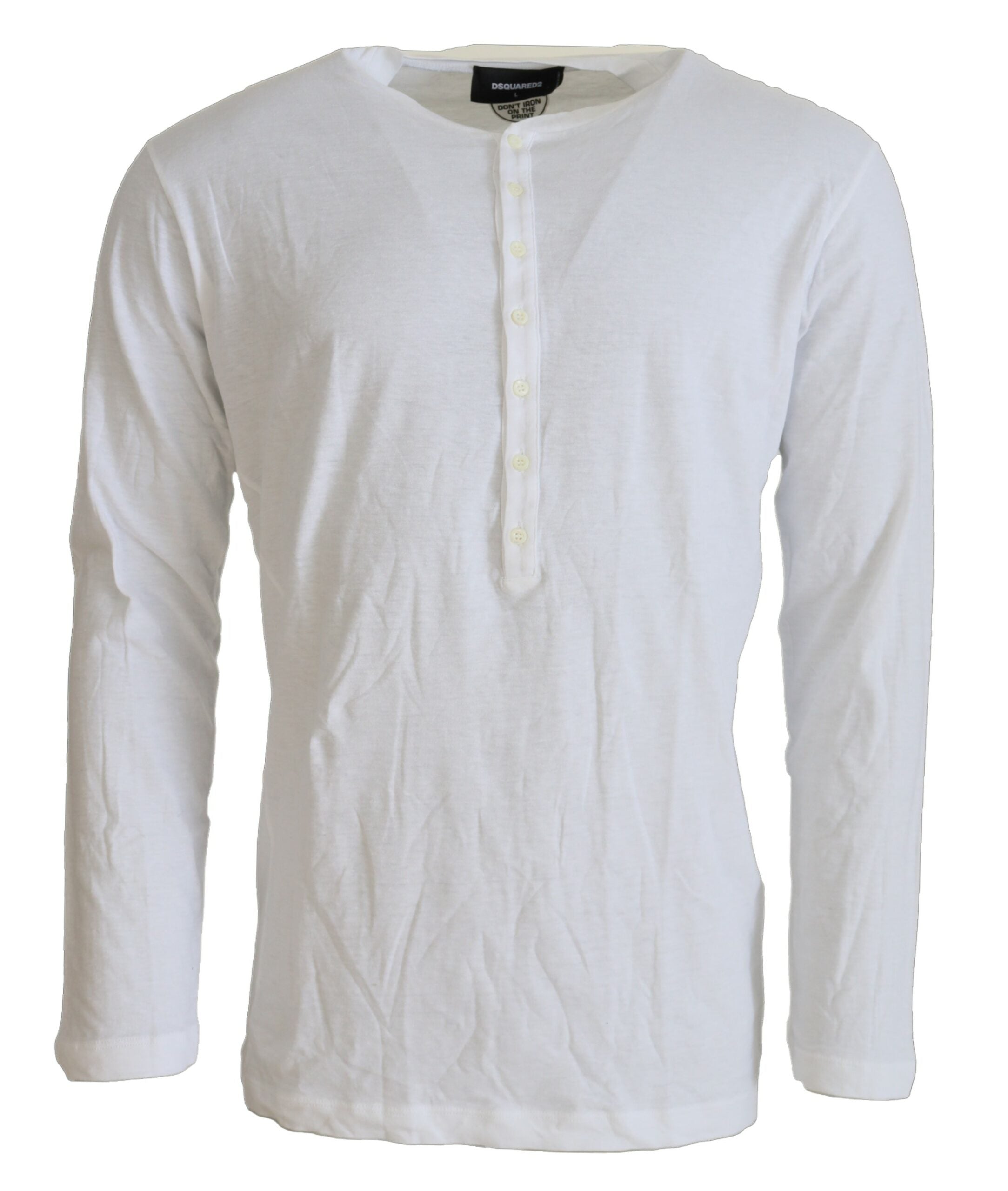 Pull-over blanc en coton et lin à manches longues