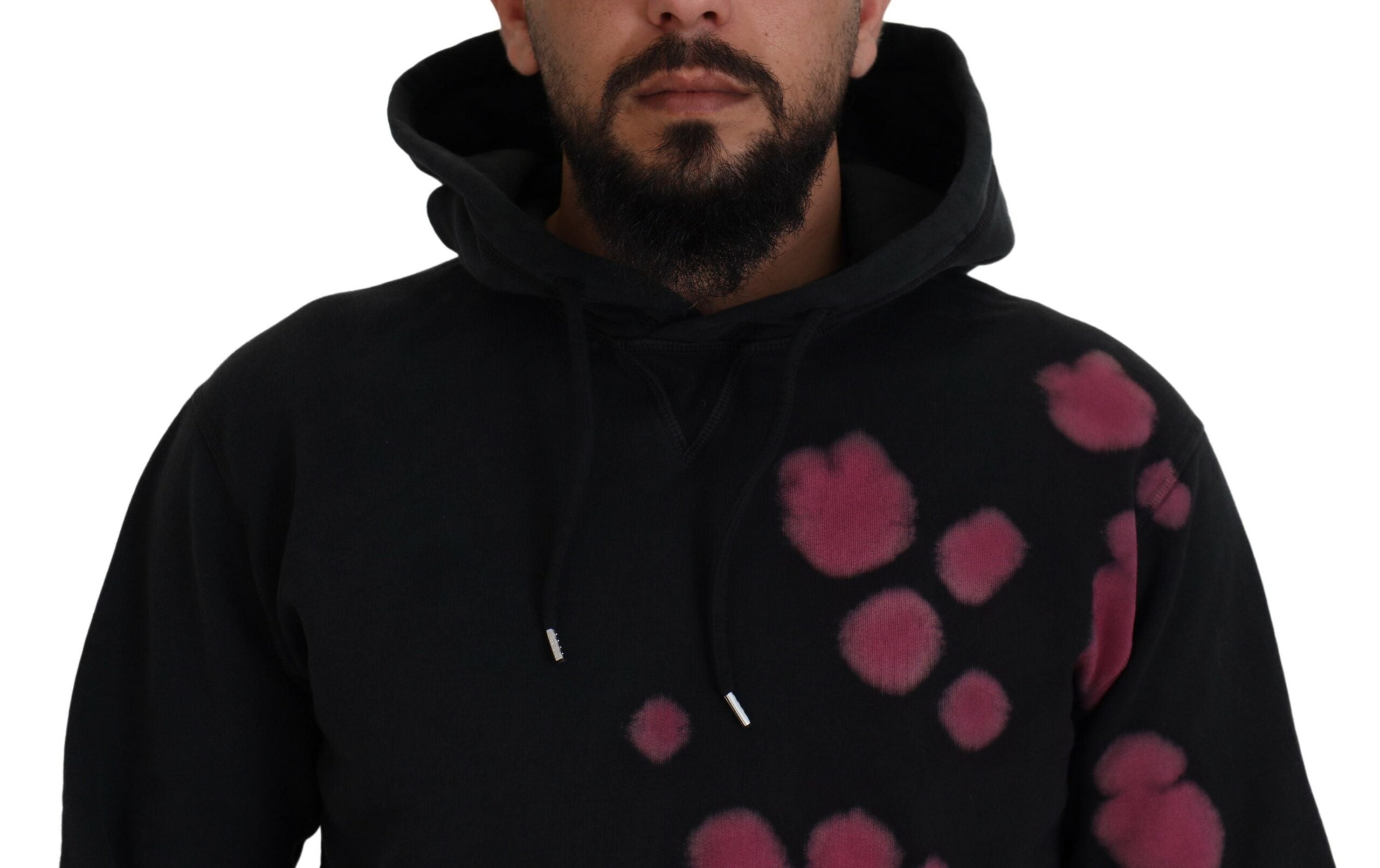 Sweat-shirt à capuche en coton noir tie-dye