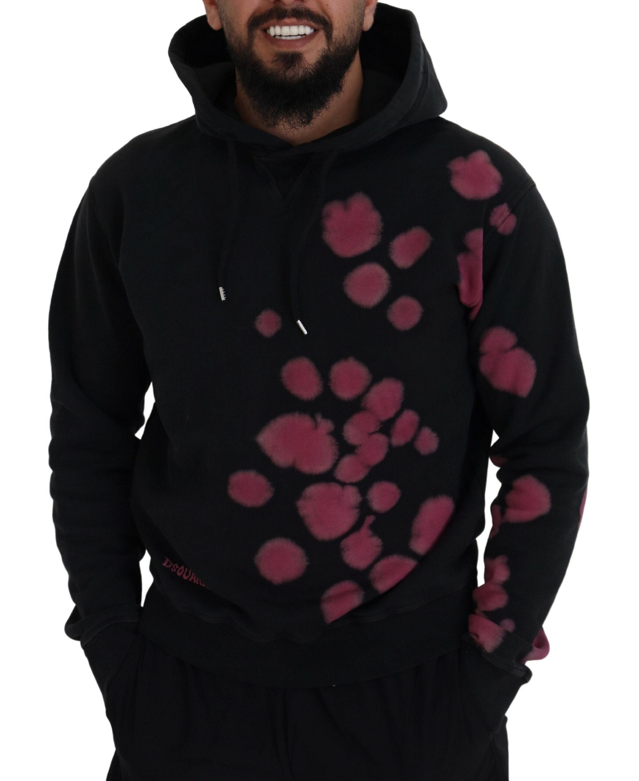 Sweat-shirt à capuche en coton noir tie-dye