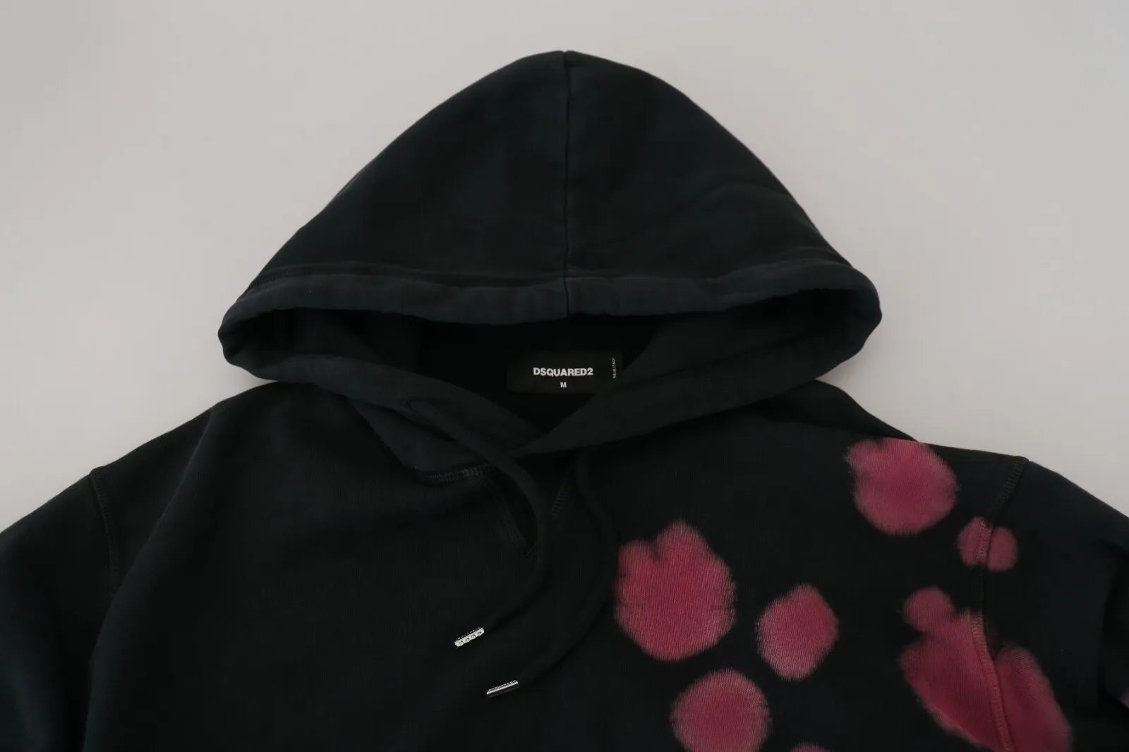 Sweat-shirt à capuche en coton noir tie-dye