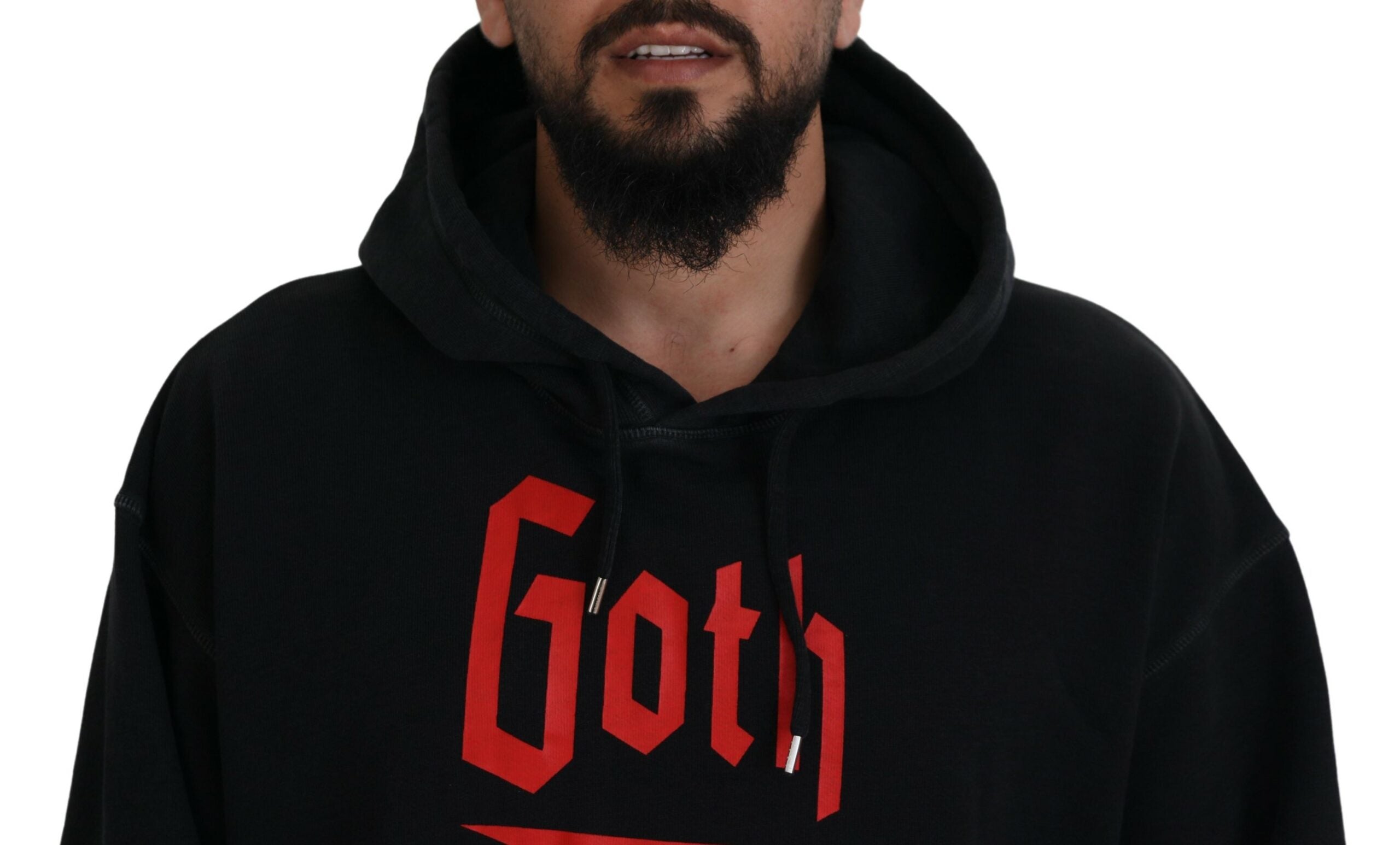 Dsquared² Pull-over à capuche imprimé en coton noir pour homme