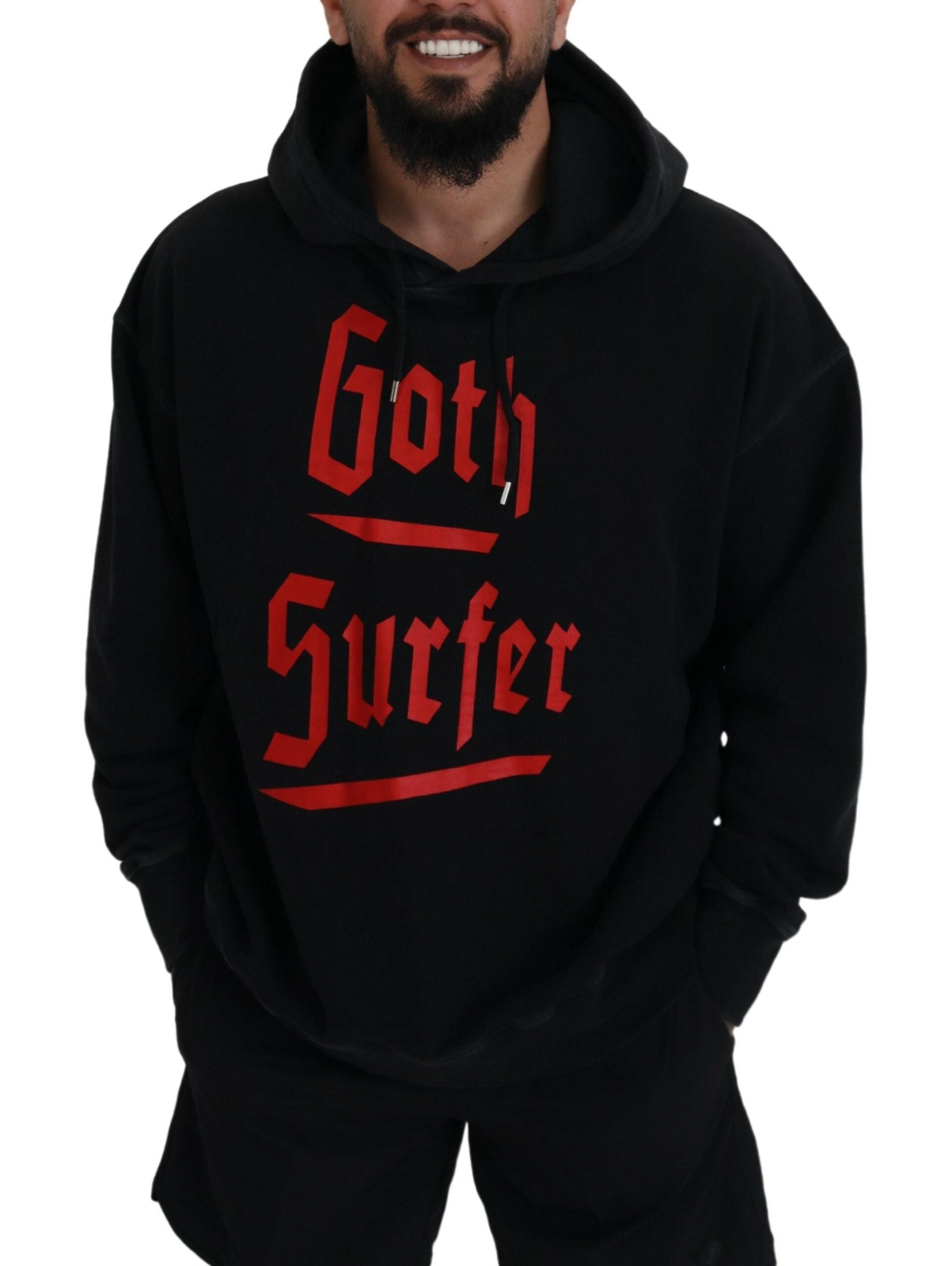 Dsquared² Pull-over à capuche imprimé en coton noir pour homme