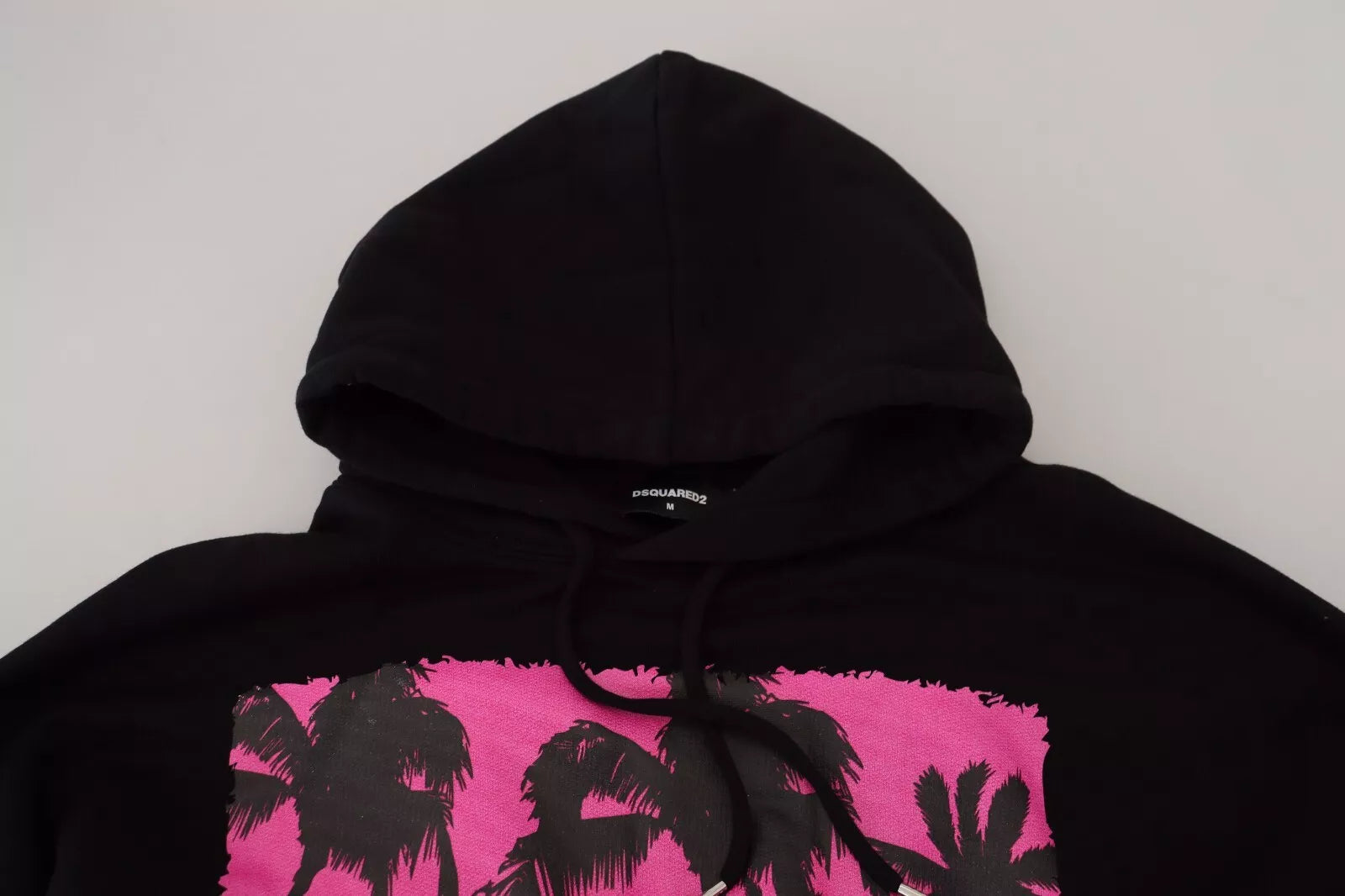 Pull-over à capuche imprimé en coton noir pour homme