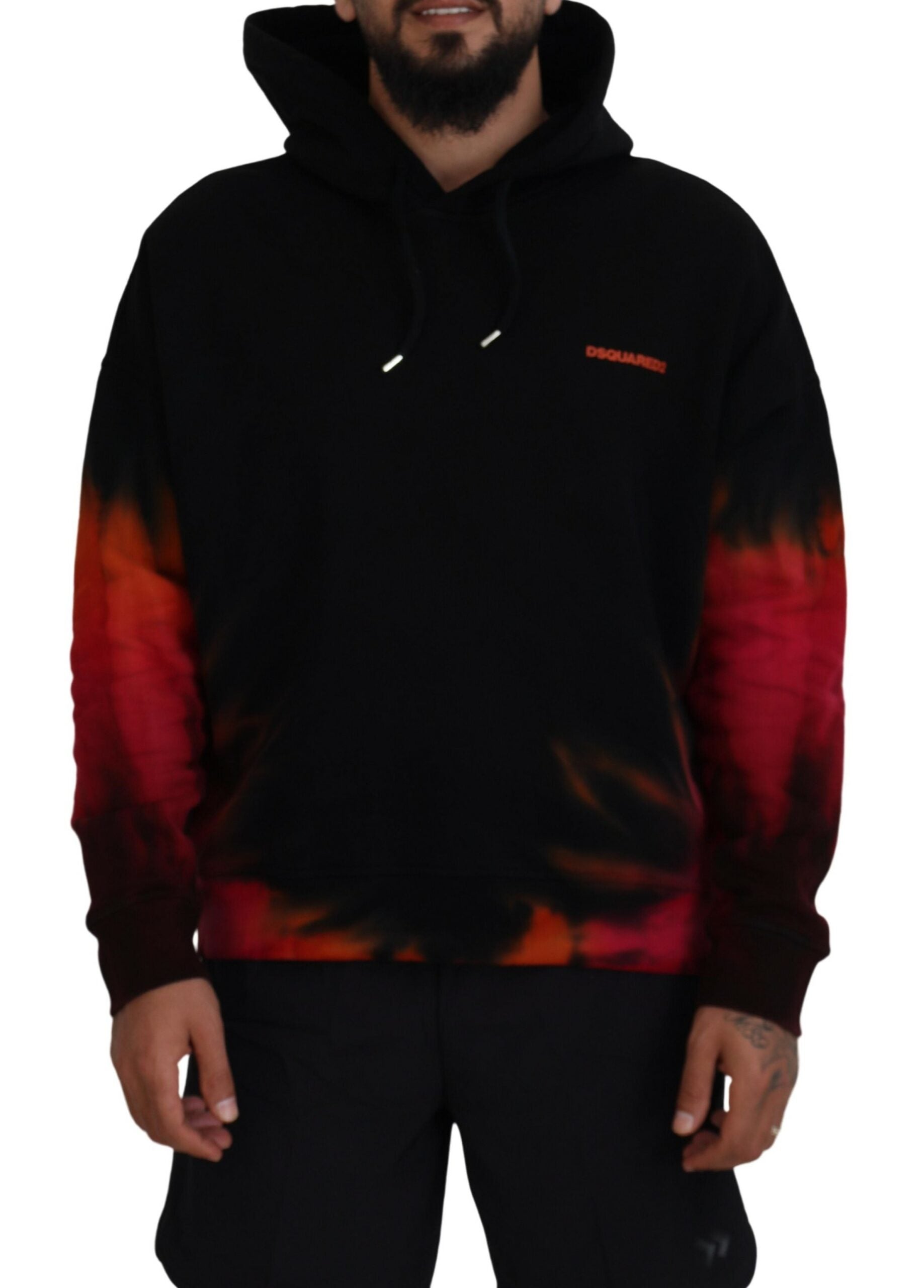 Schwarzer Rot-Baumwoll-Tie-Dye-Kapuzenpullover