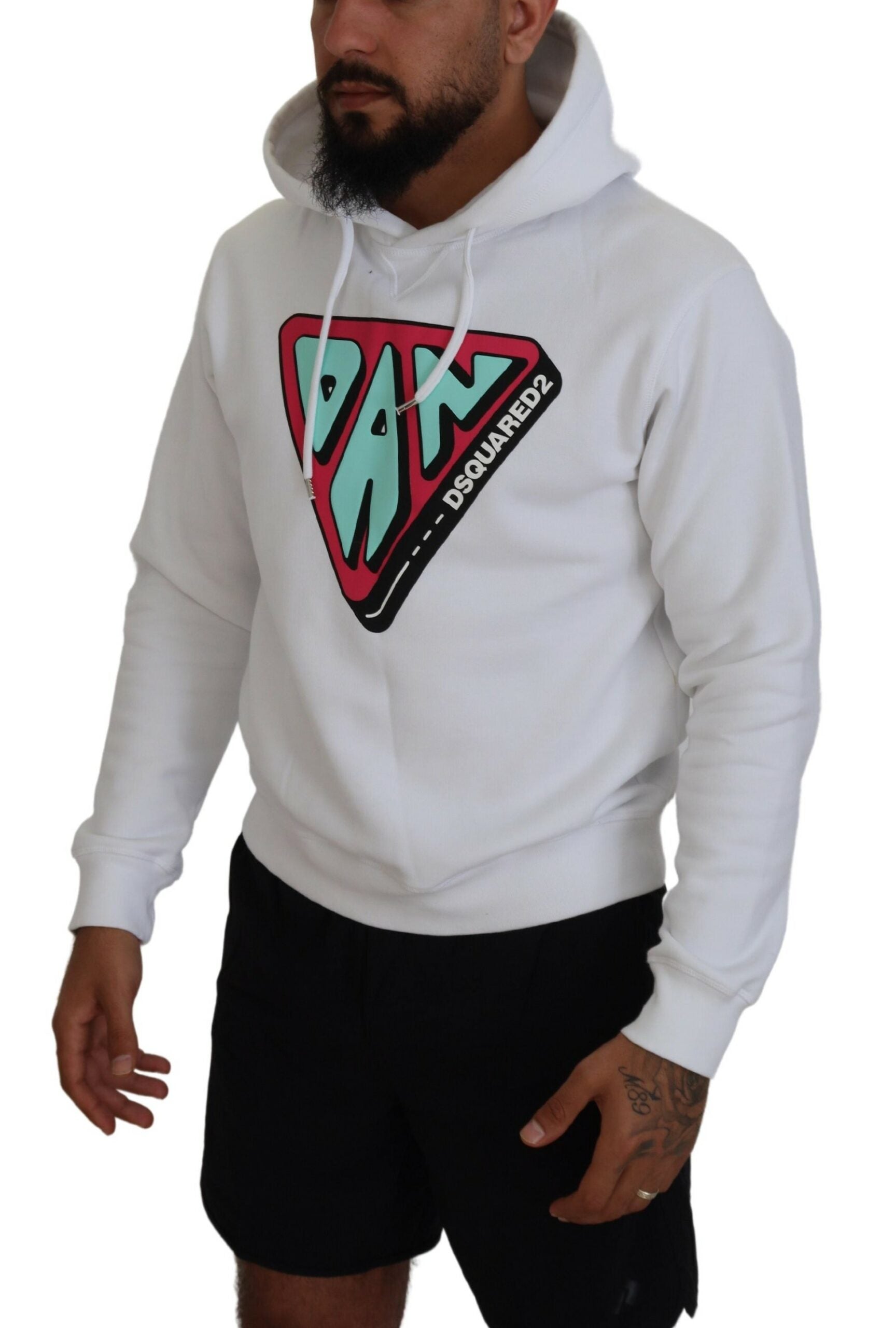 Sweat-shirt Dsquared² en coton blanc à capuche imprimé