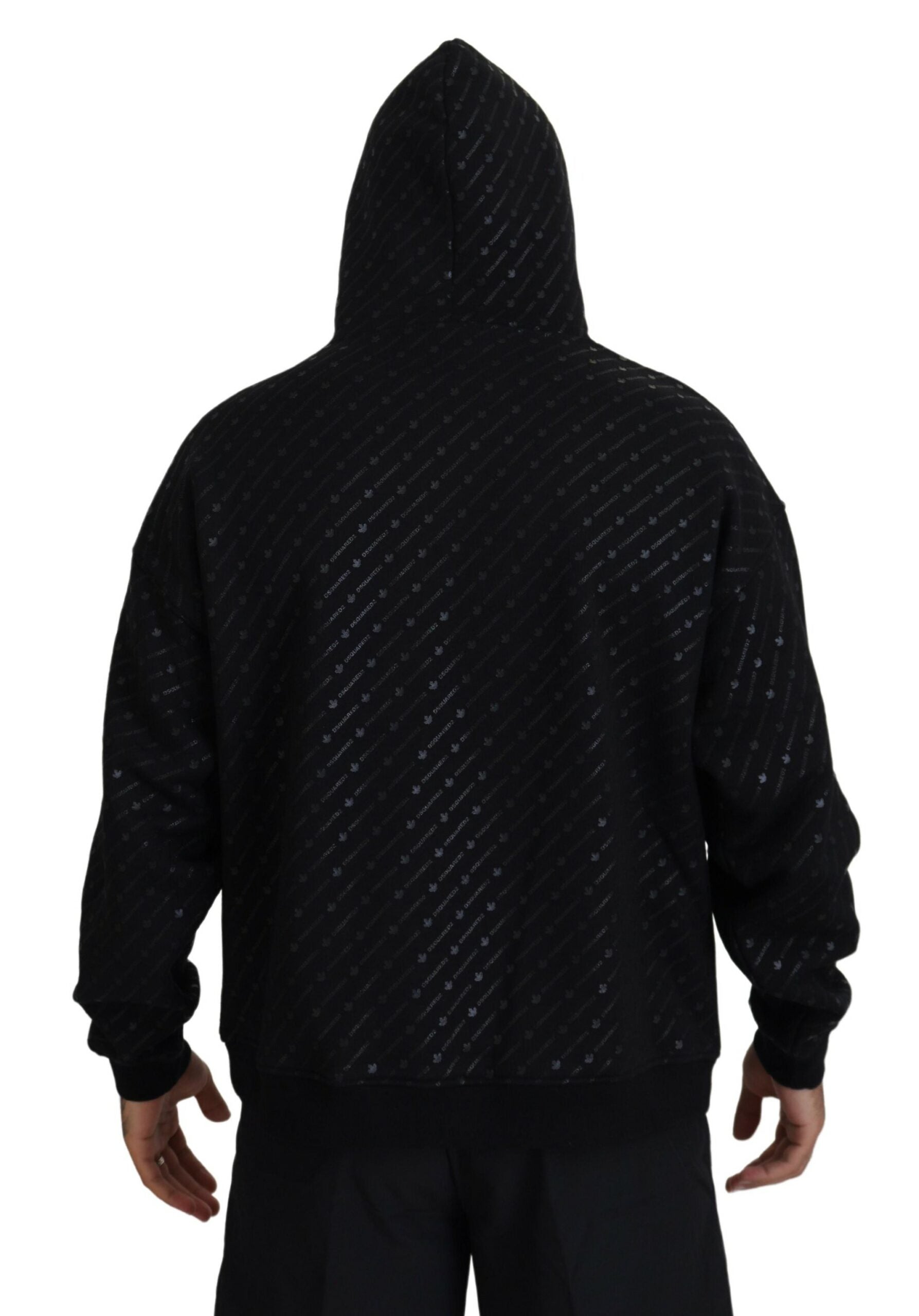 Dsquared² Pull-over à capuche imprimé en coton noir pour homme