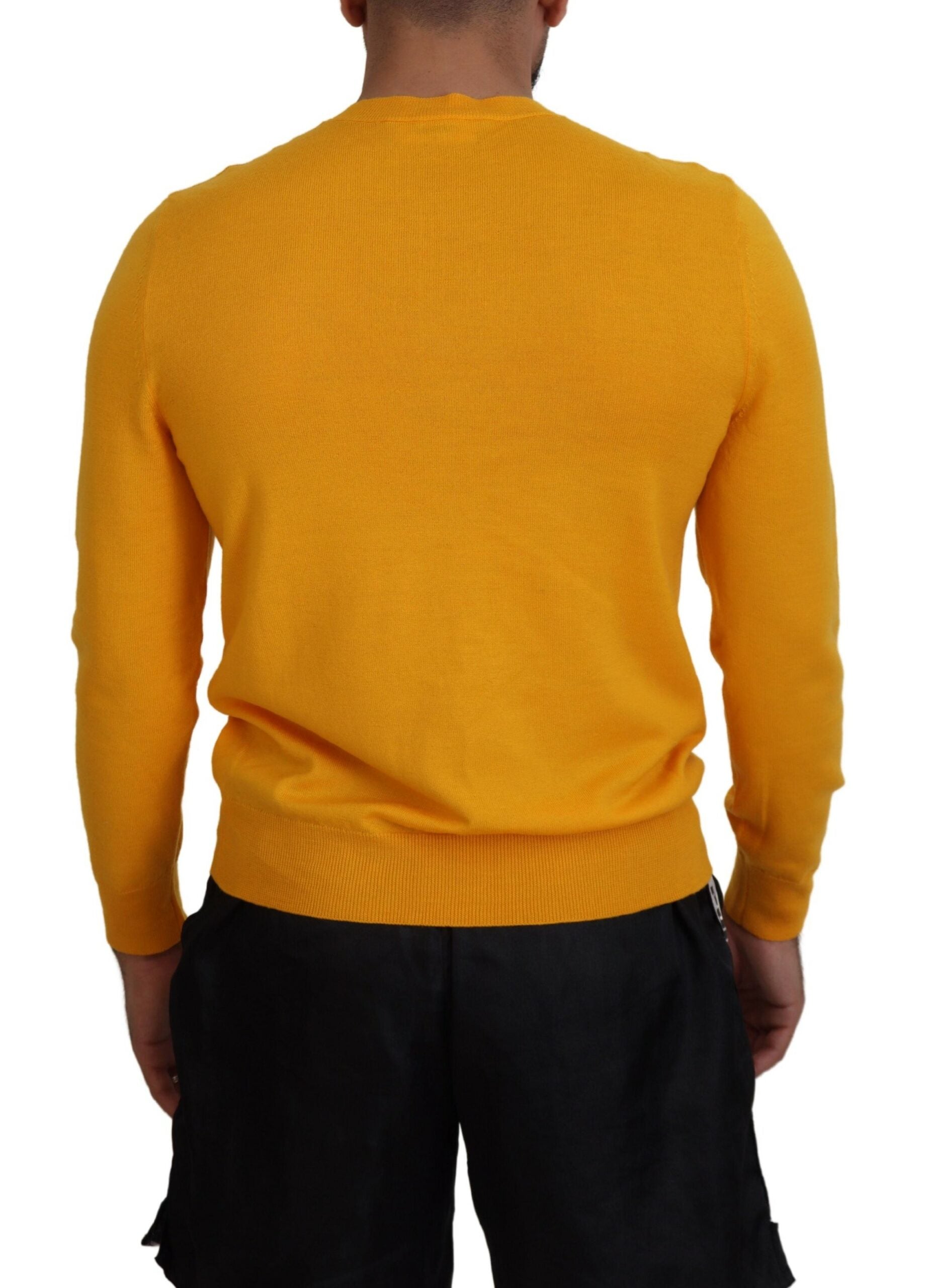 Pull-over homme en laine orange à manches longues