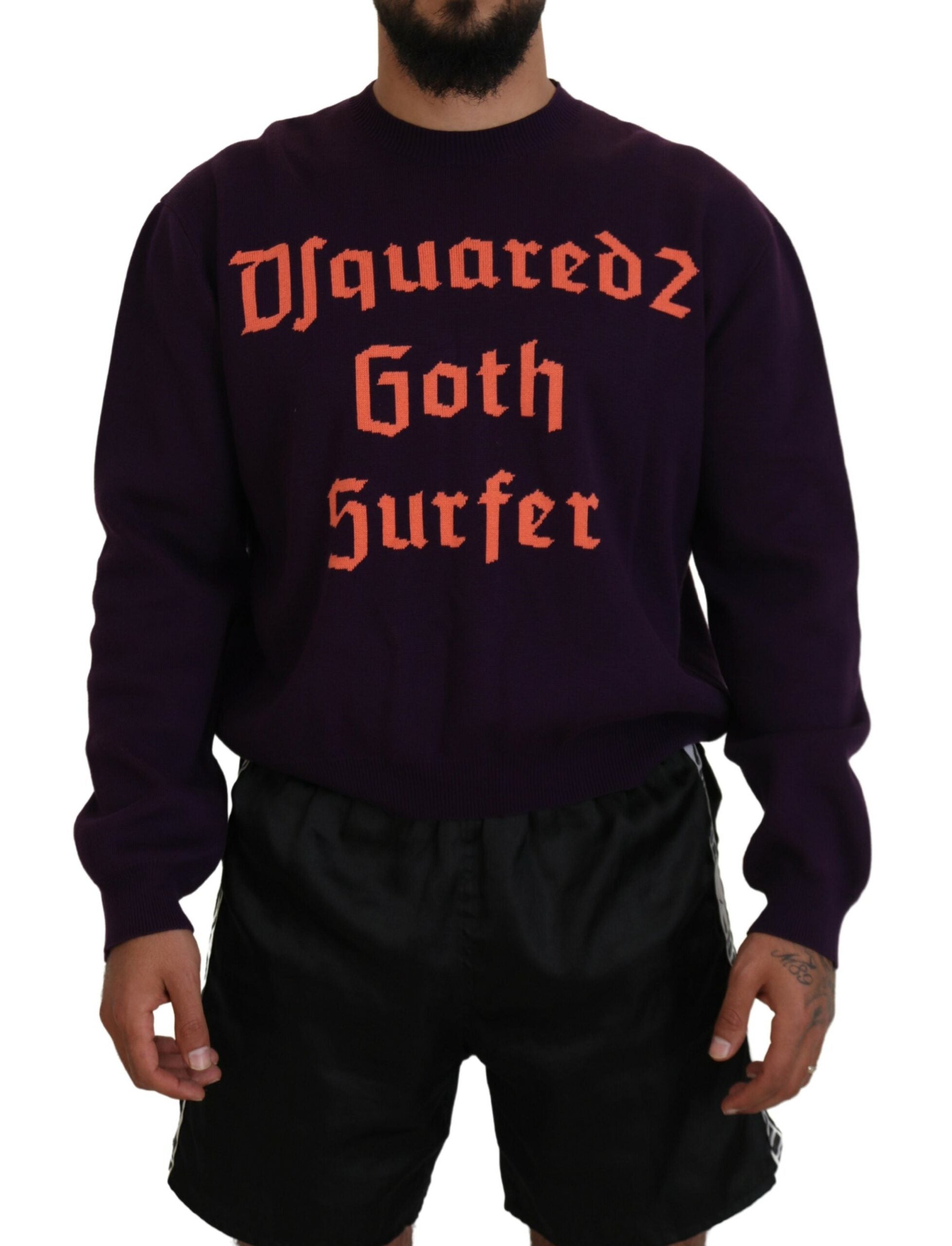 Pull-over homme en coton imprimé violet