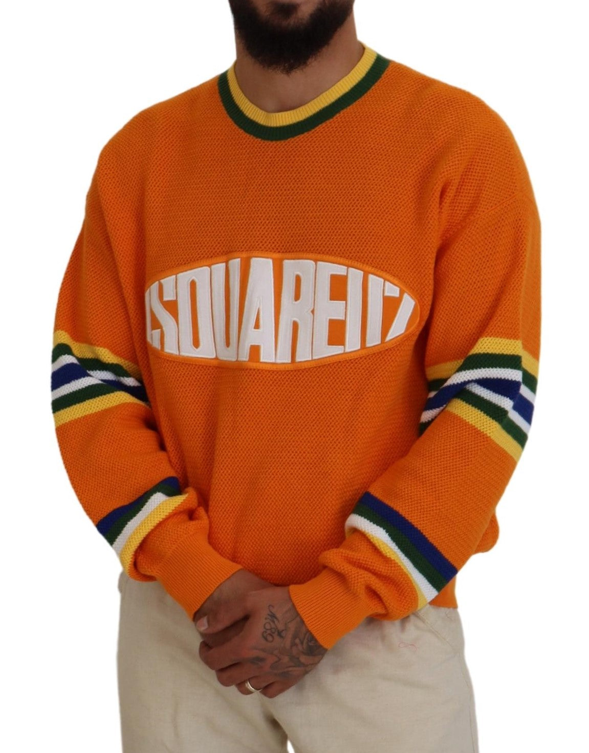 Pull-over Dsquared² homme à manches longues imprimé orange