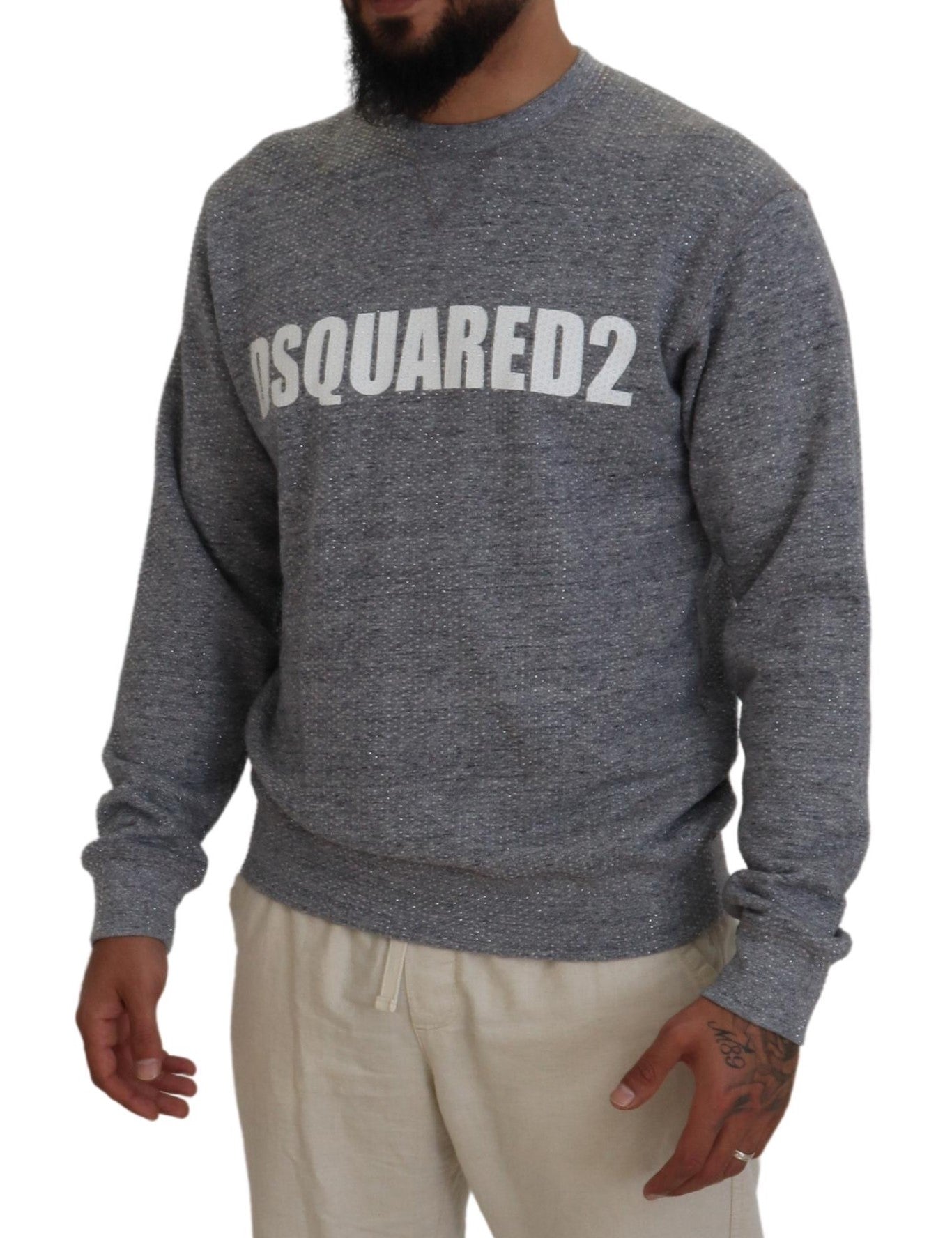 Pull homme Dsquared² gris orné de cristaux