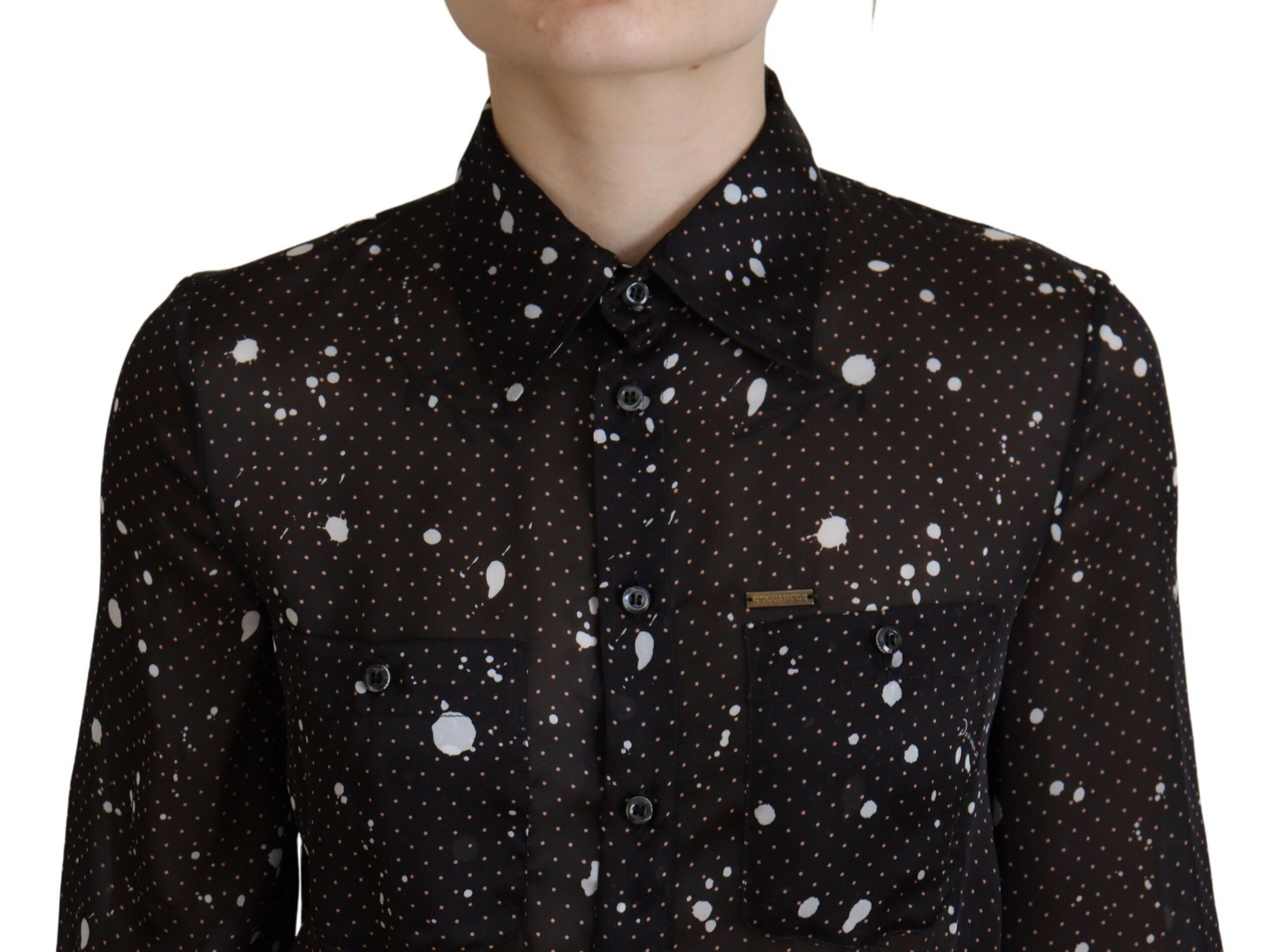 Schwarzes synthetisches Polka-Dot-Hemdblusenkleid