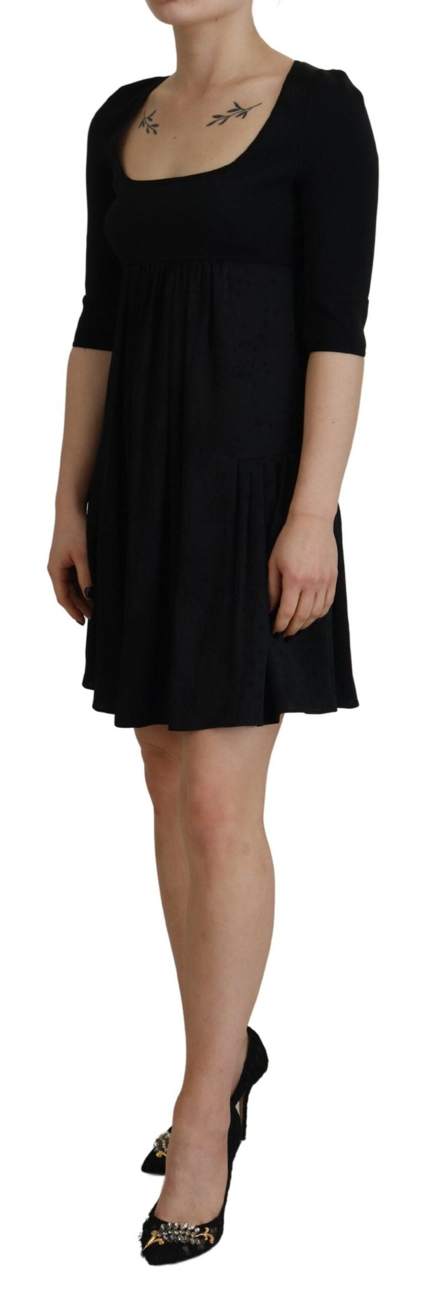 Black Synthetic Short Sleeve A-line Dress by DSQUARED2