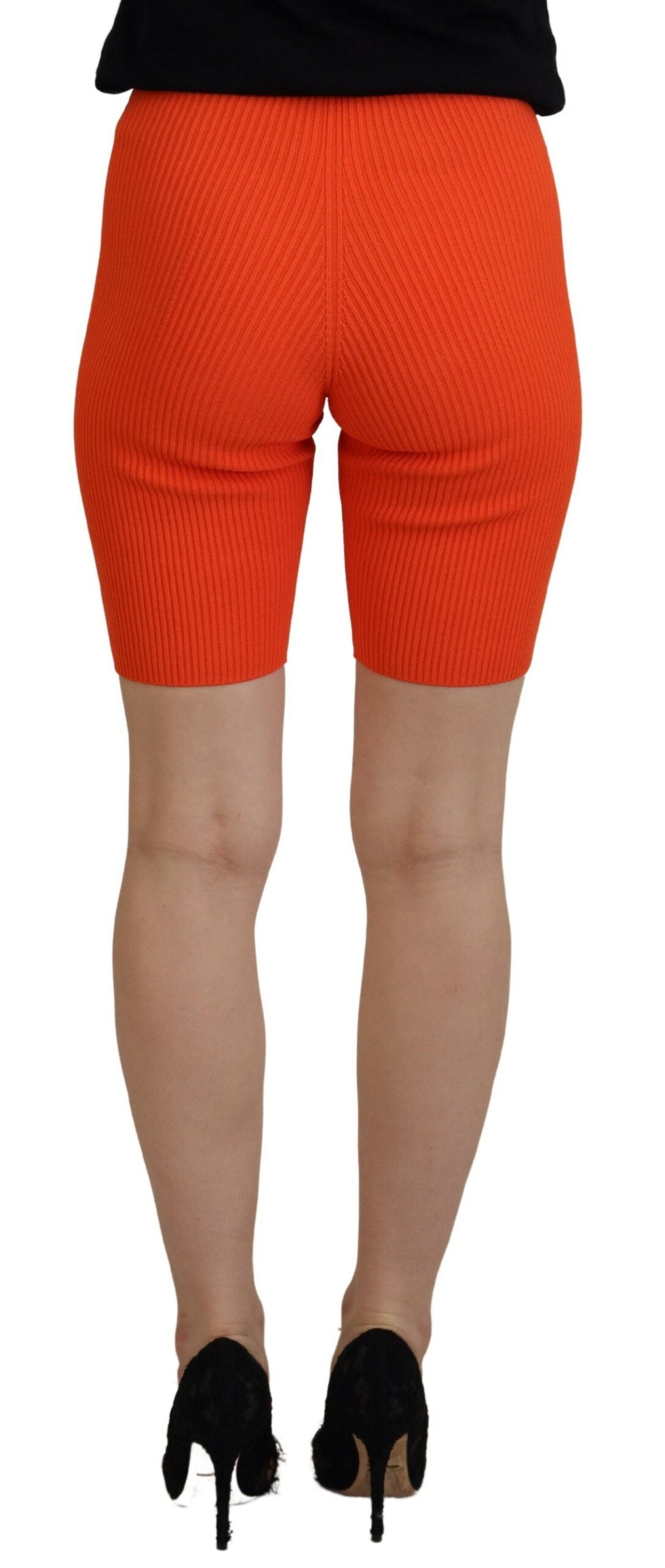 Orange Synthetic Slim Fit Mid Waist Bermuda Shorts