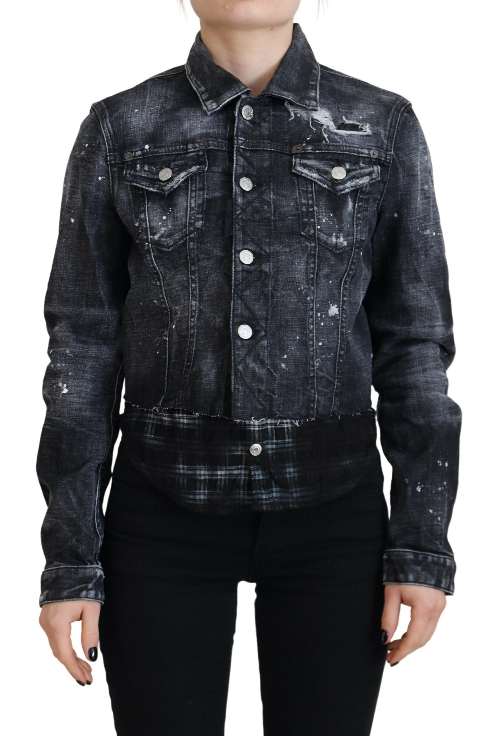 Veste en jean délavé gris délavé