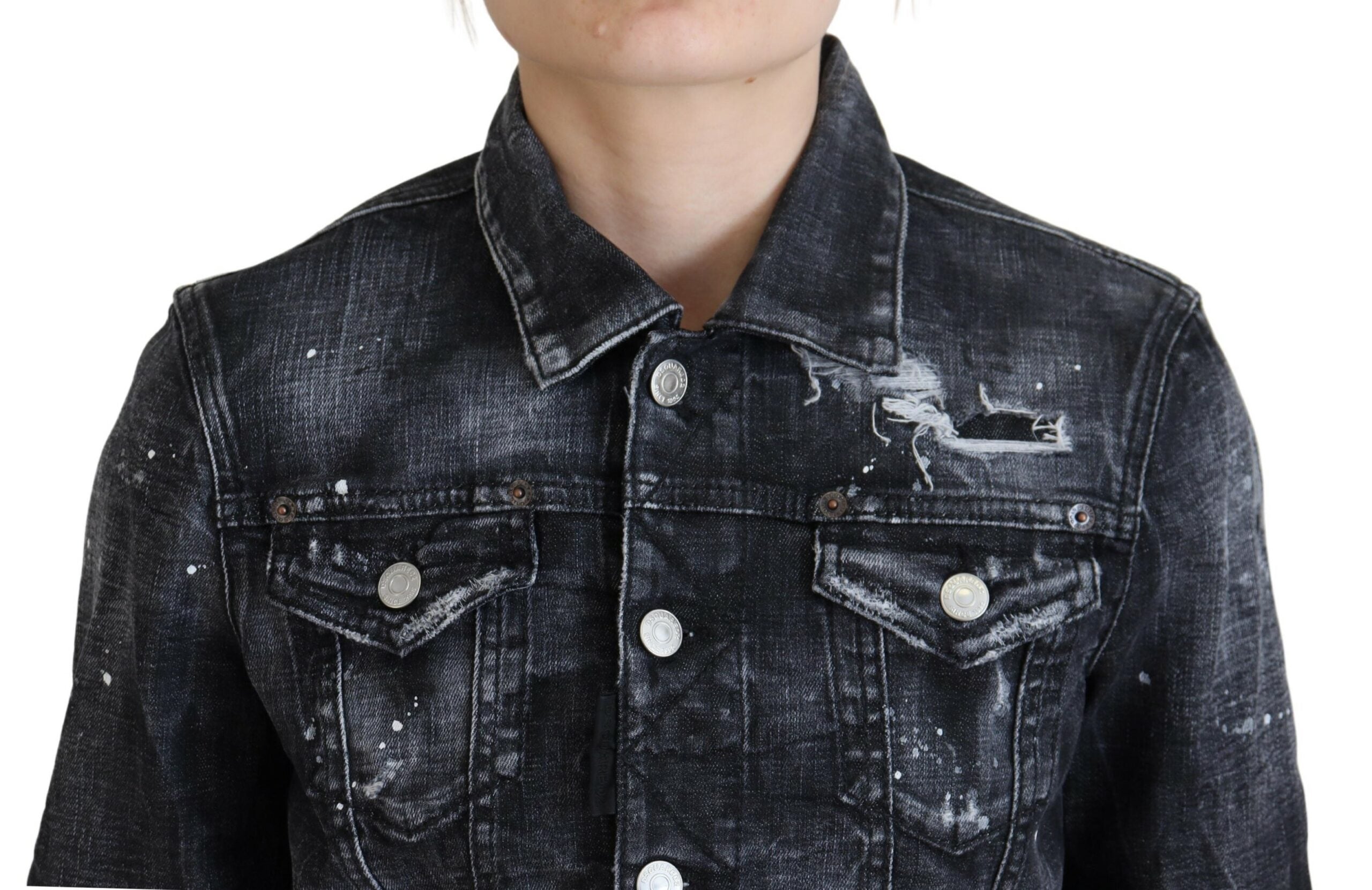 Veste en jean Dsquared² en coton gris délavé vieilli