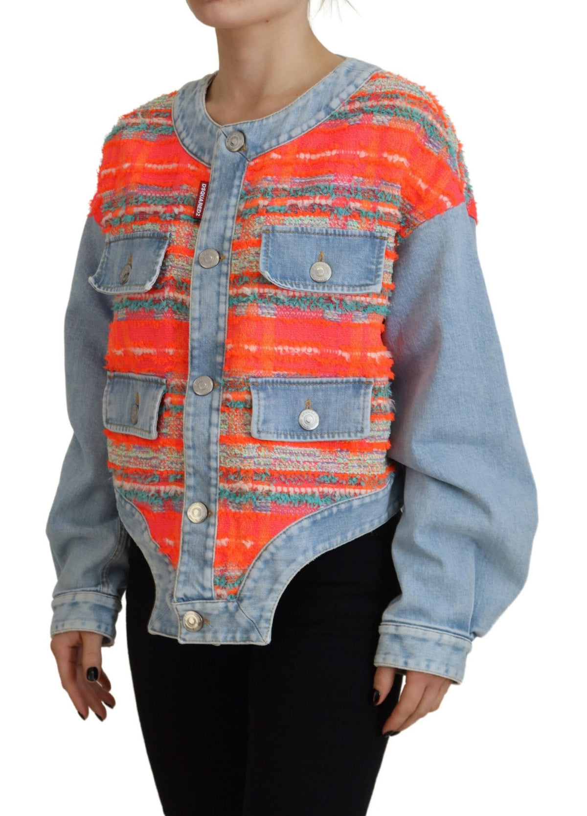Dsquared² Orange-Blaue Jeansjacke mit Knopfleiste