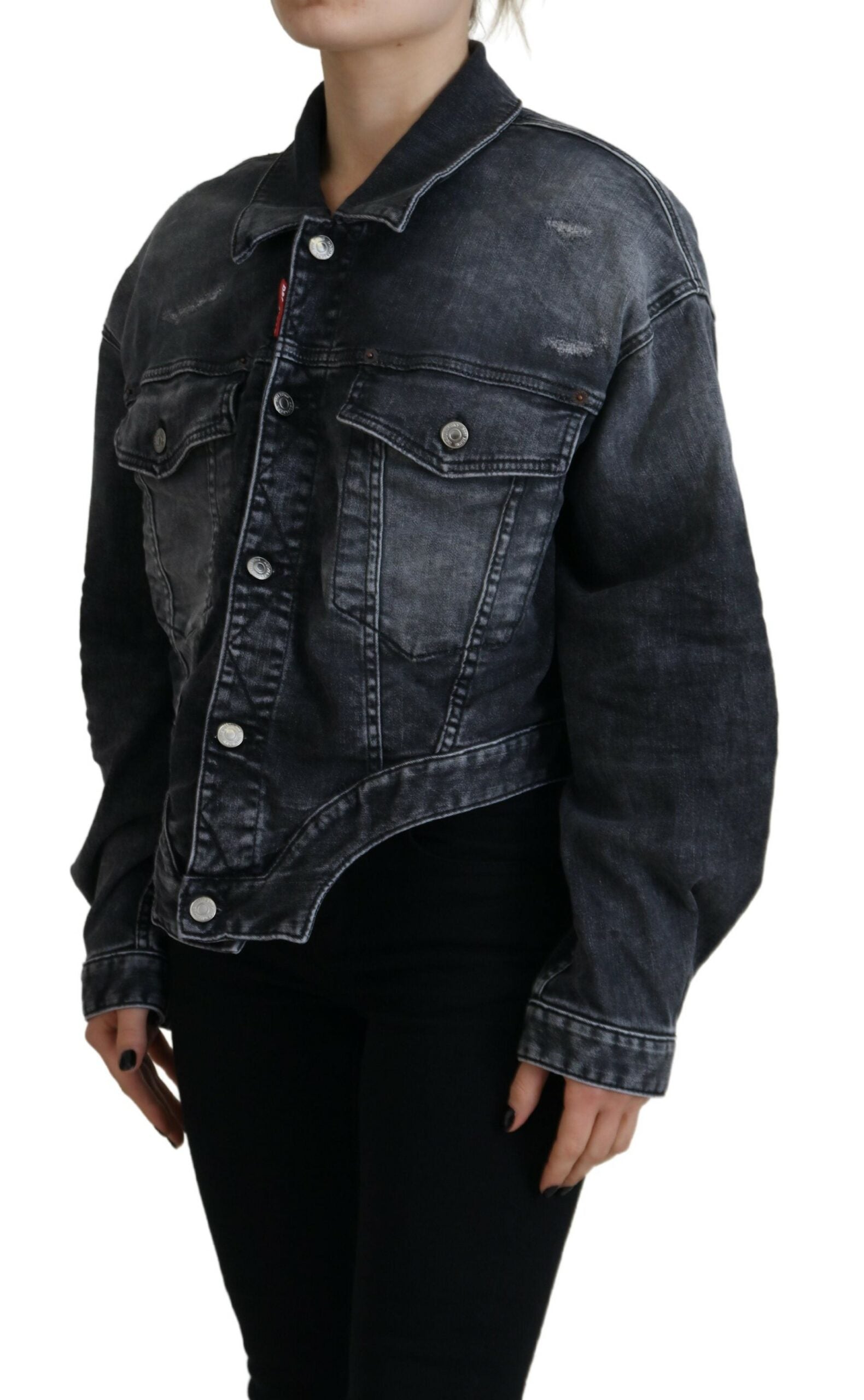 Veste en jean courte en coton délavé gris Dsquared²