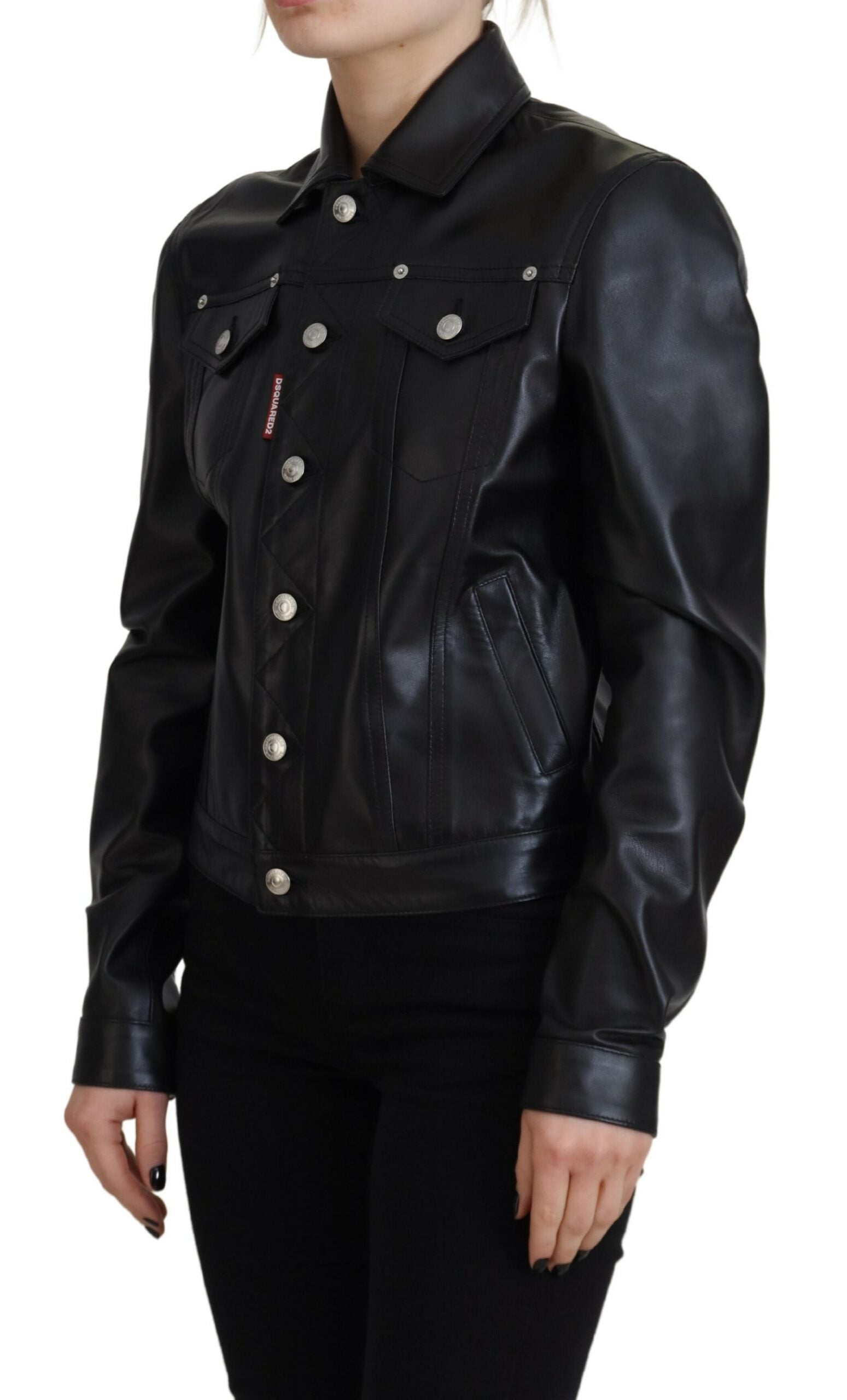 Veste Dsquared² à manches longues et col en cuir noir