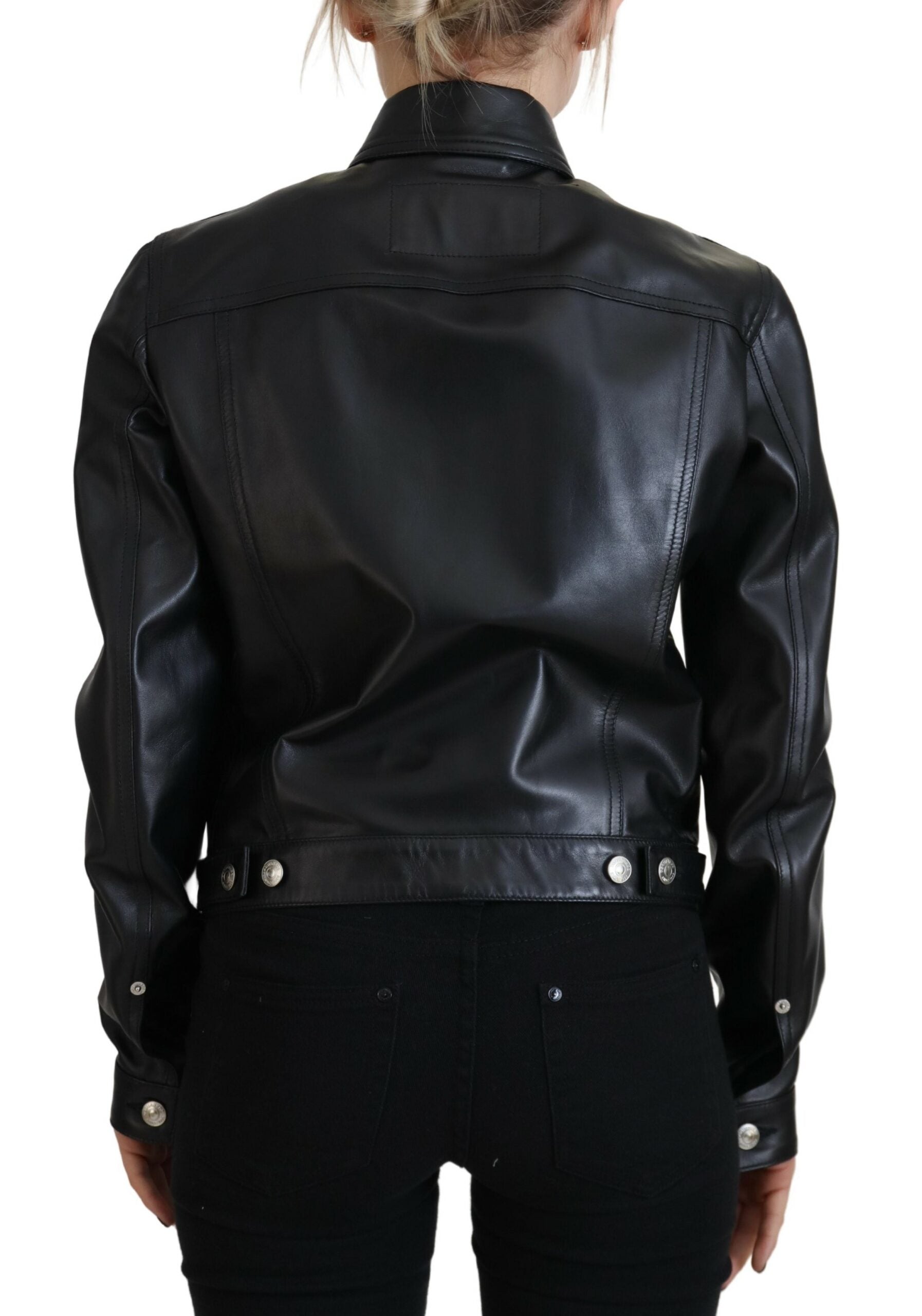 Veste Dsquared² à manches longues et col en cuir noir
