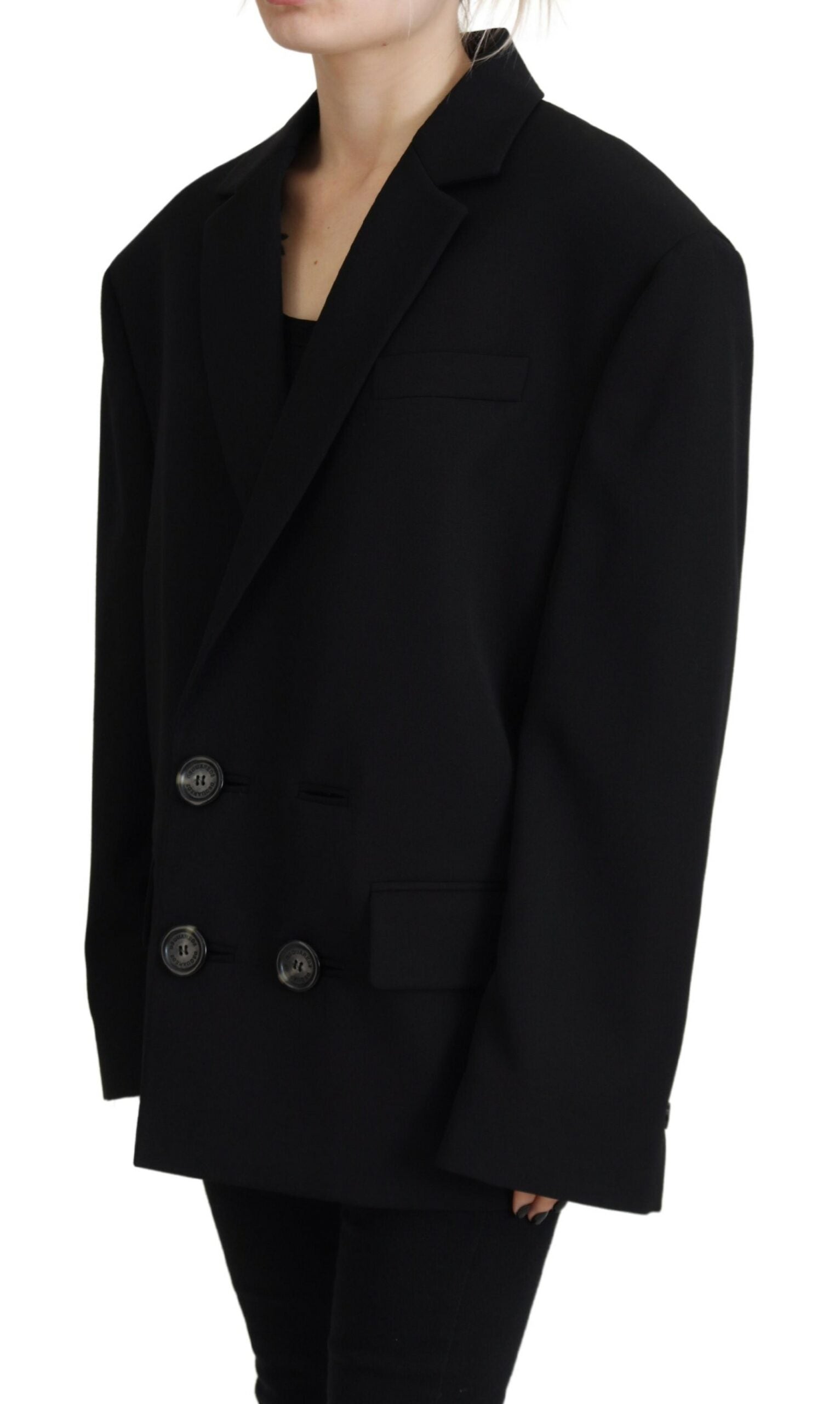 Schwarzer Doppelreiher-Blazer aus Wolle von DSQUARED2