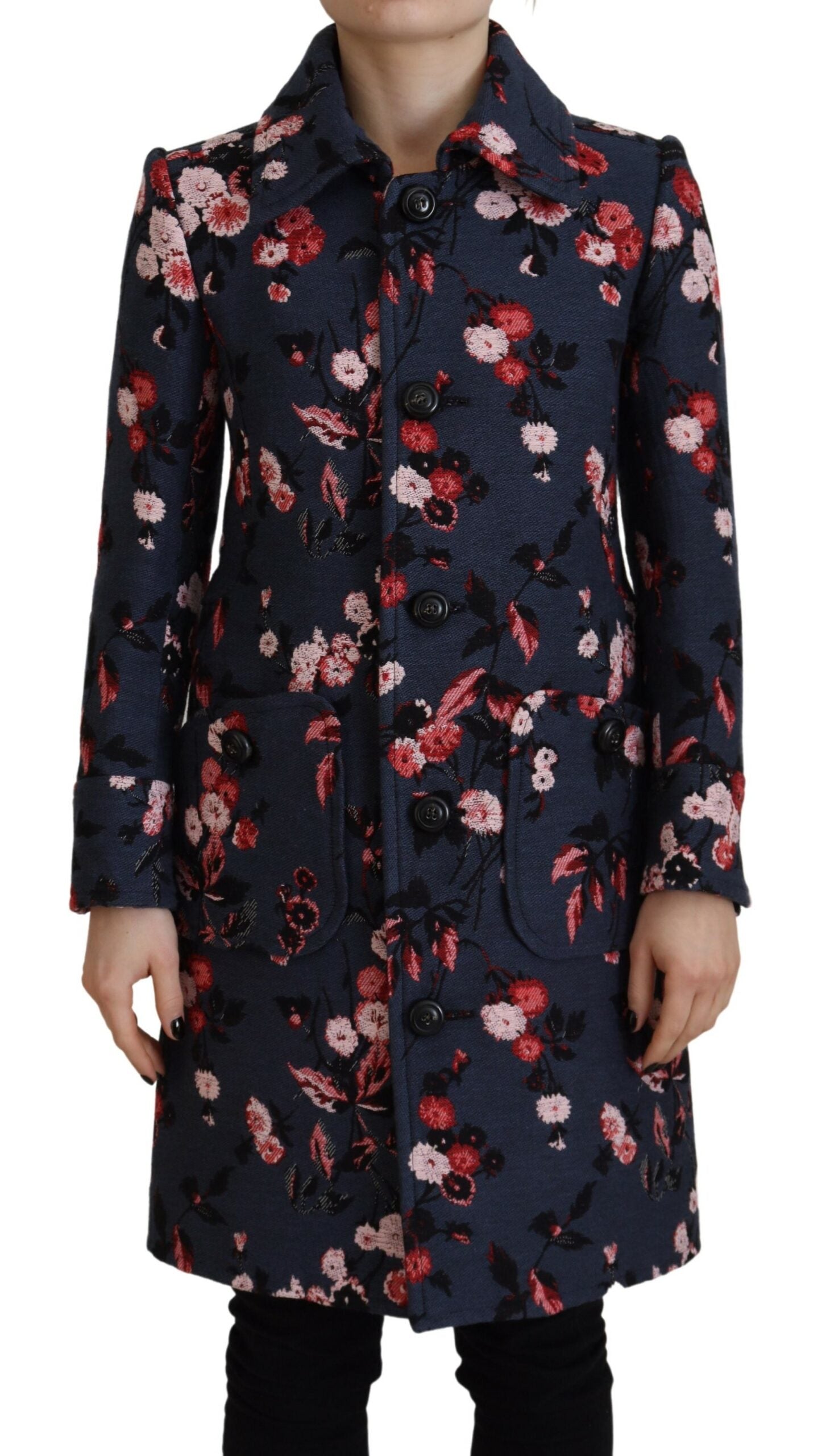 Manteau long blazer imprimé multicolore pour femme