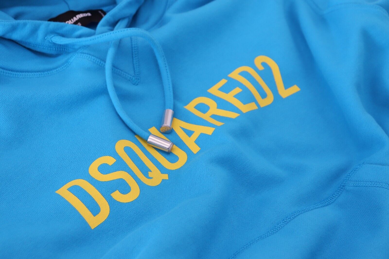 Blue Cotton Hoodie Sweatshirt with Logo Print by DSQUARED2