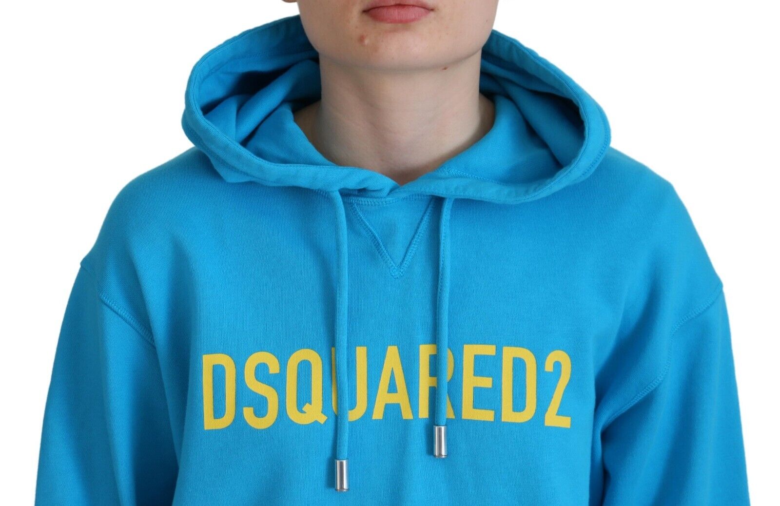 Blue Cotton Hoodie Sweatshirt with Logo Print by DSQUARED2