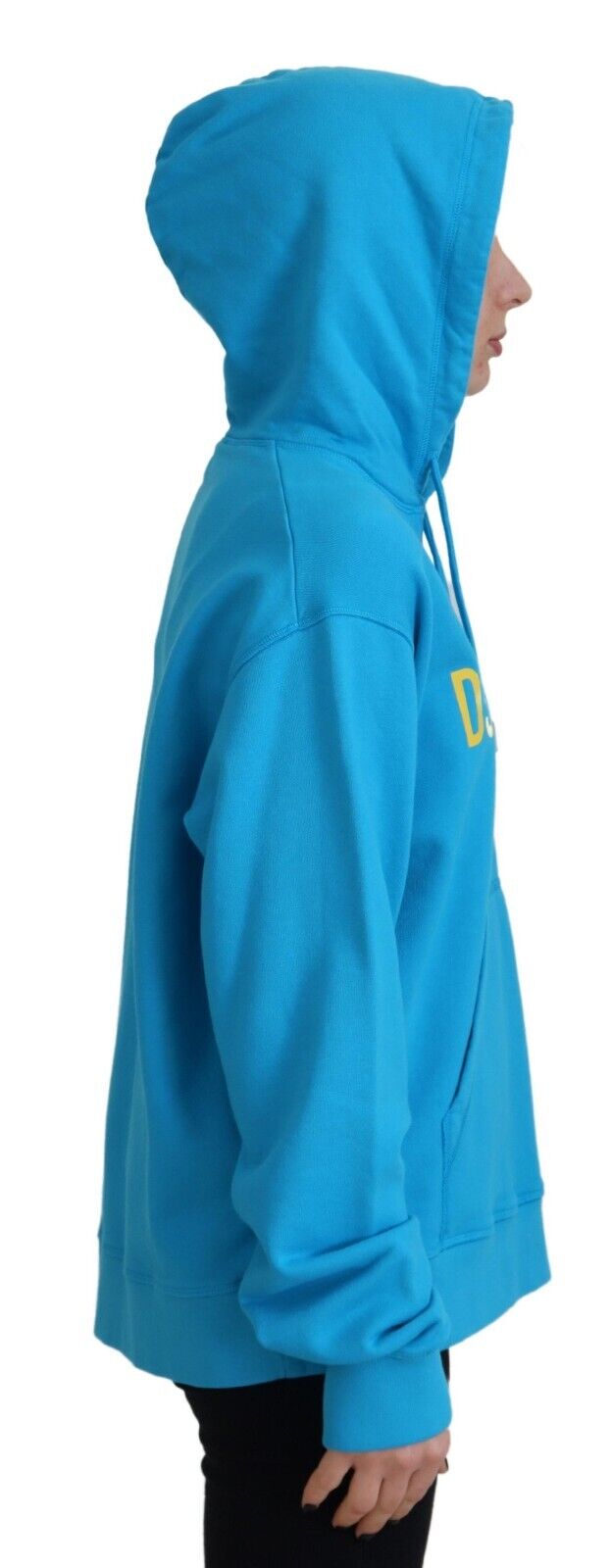 Blue Cotton Hoodie Sweatshirt with Logo Print by DSQUARED2