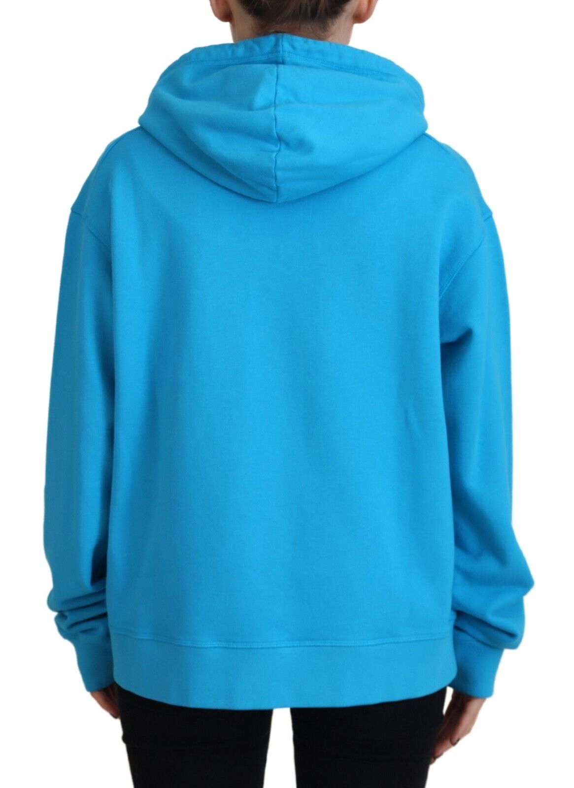 Blue Cotton Hoodie Sweatshirt with Logo Print by DSQUARED2