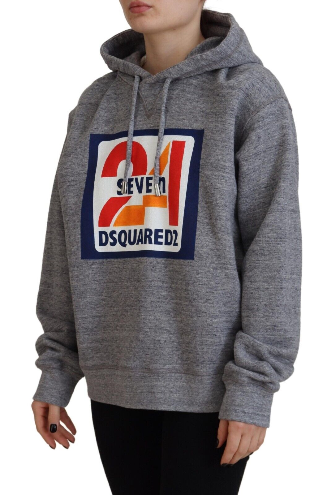 Grauer Baumwoll-Hoodie mit DSQUARED2 Logo-Print